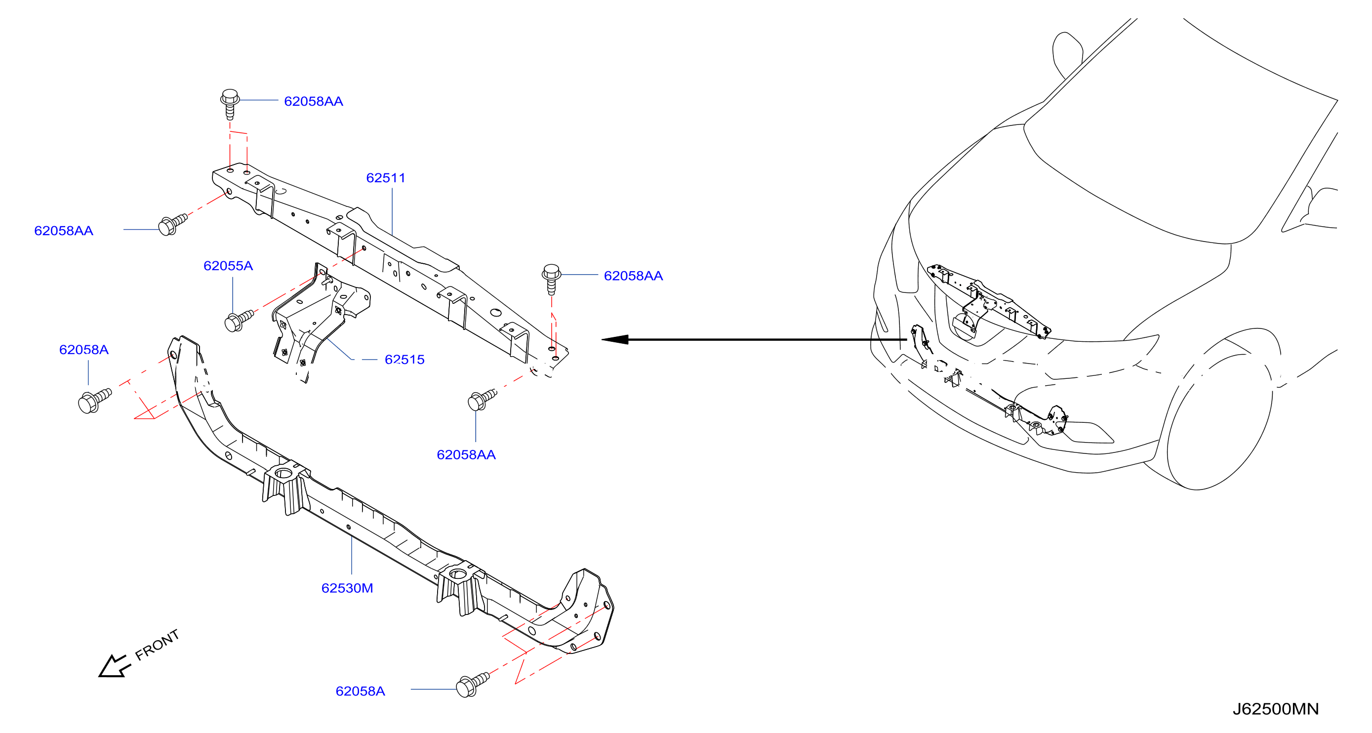 Front Apron Radiator Core Support