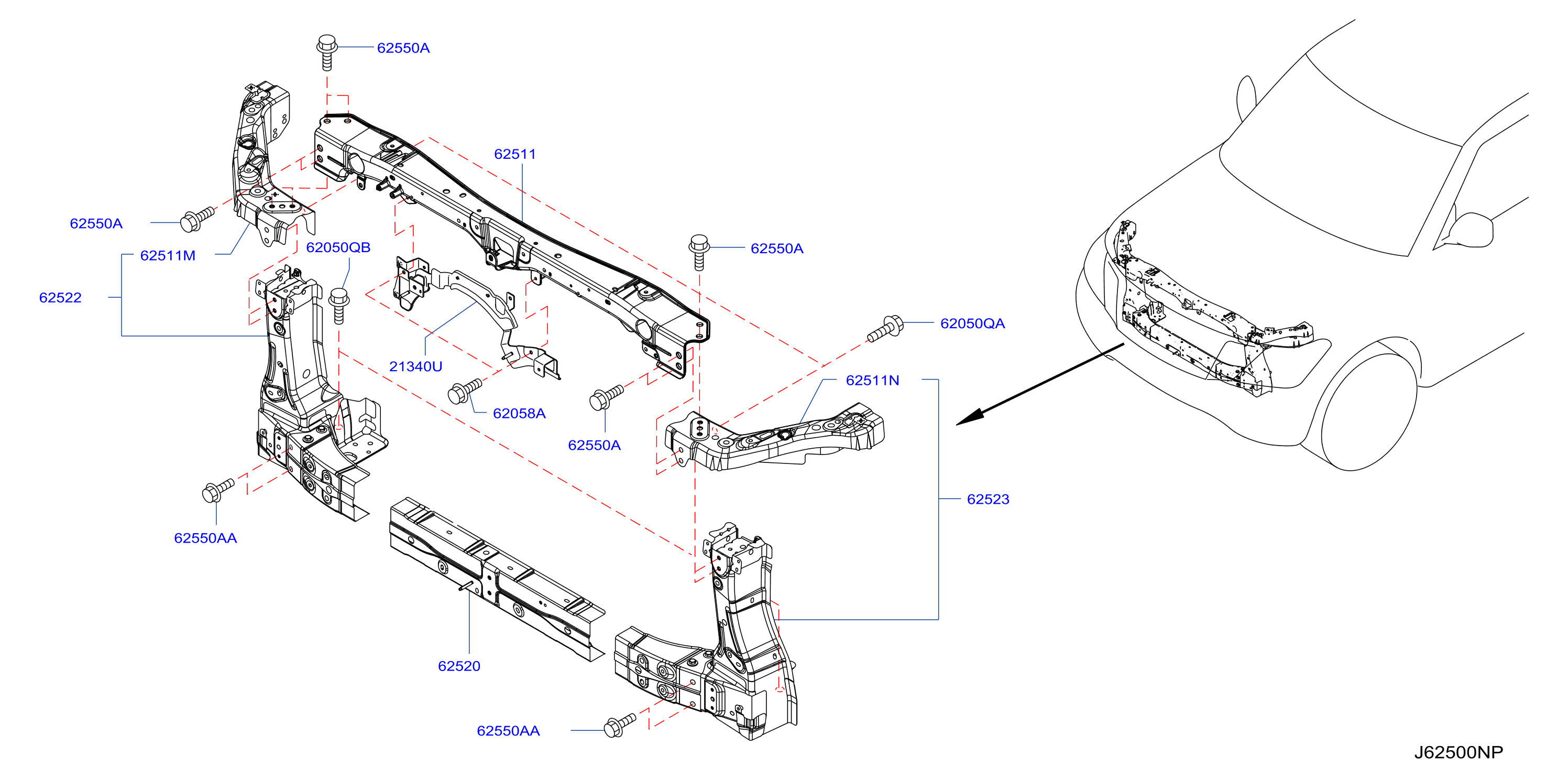 Front Apron Radiator Core Support