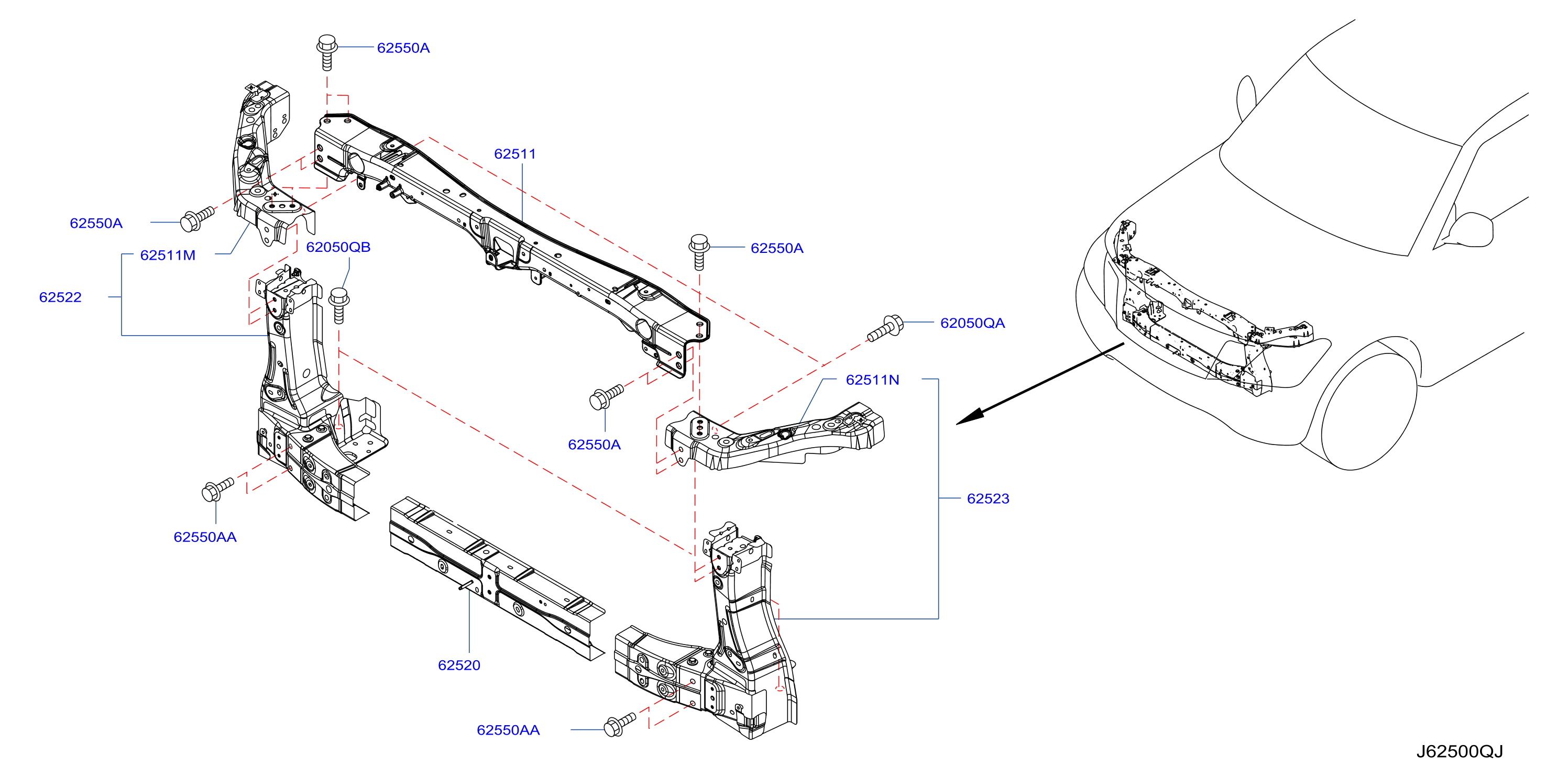 Front Apron Radiator Core Support