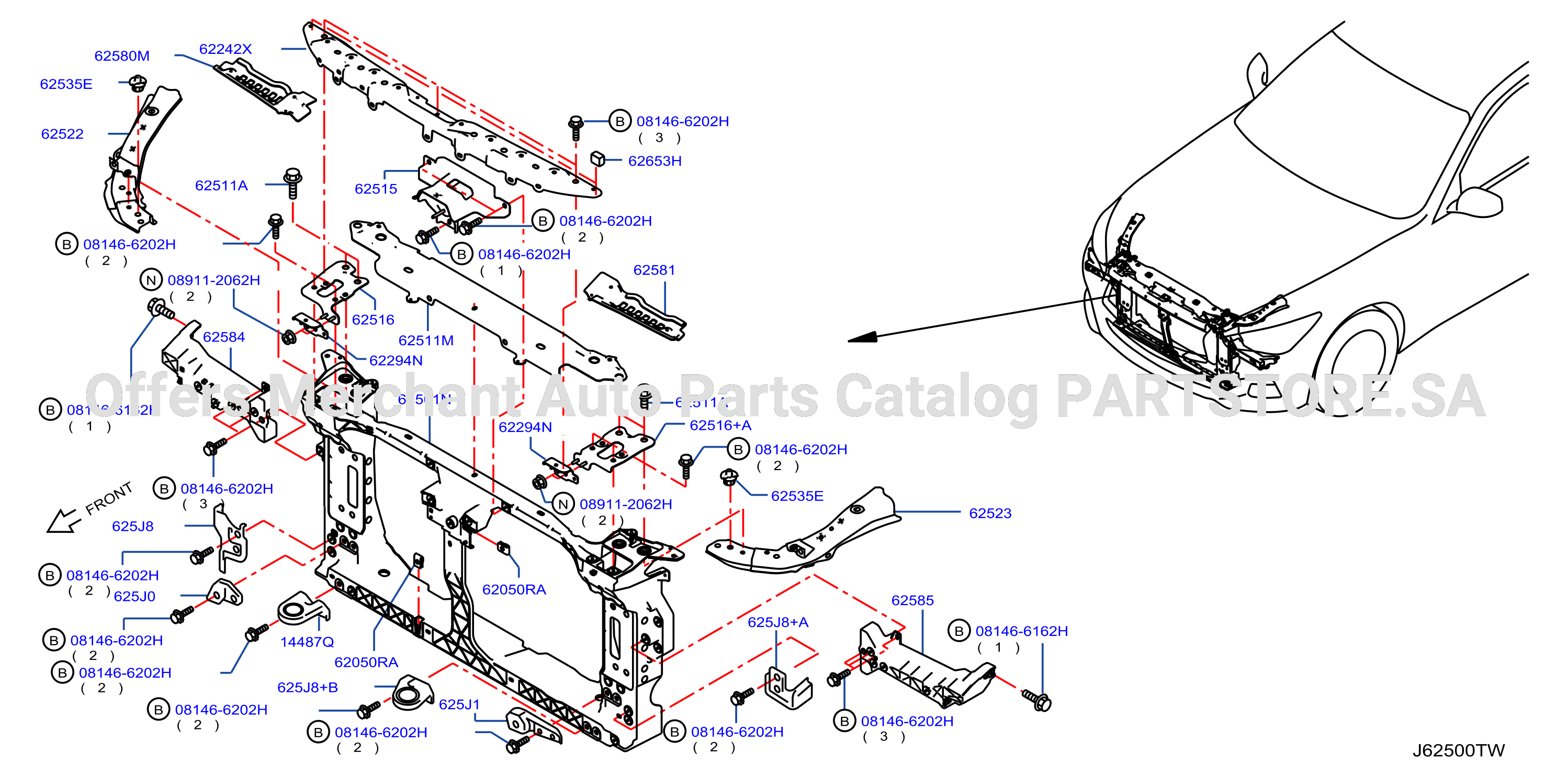 Front Apron Radiator Core Support