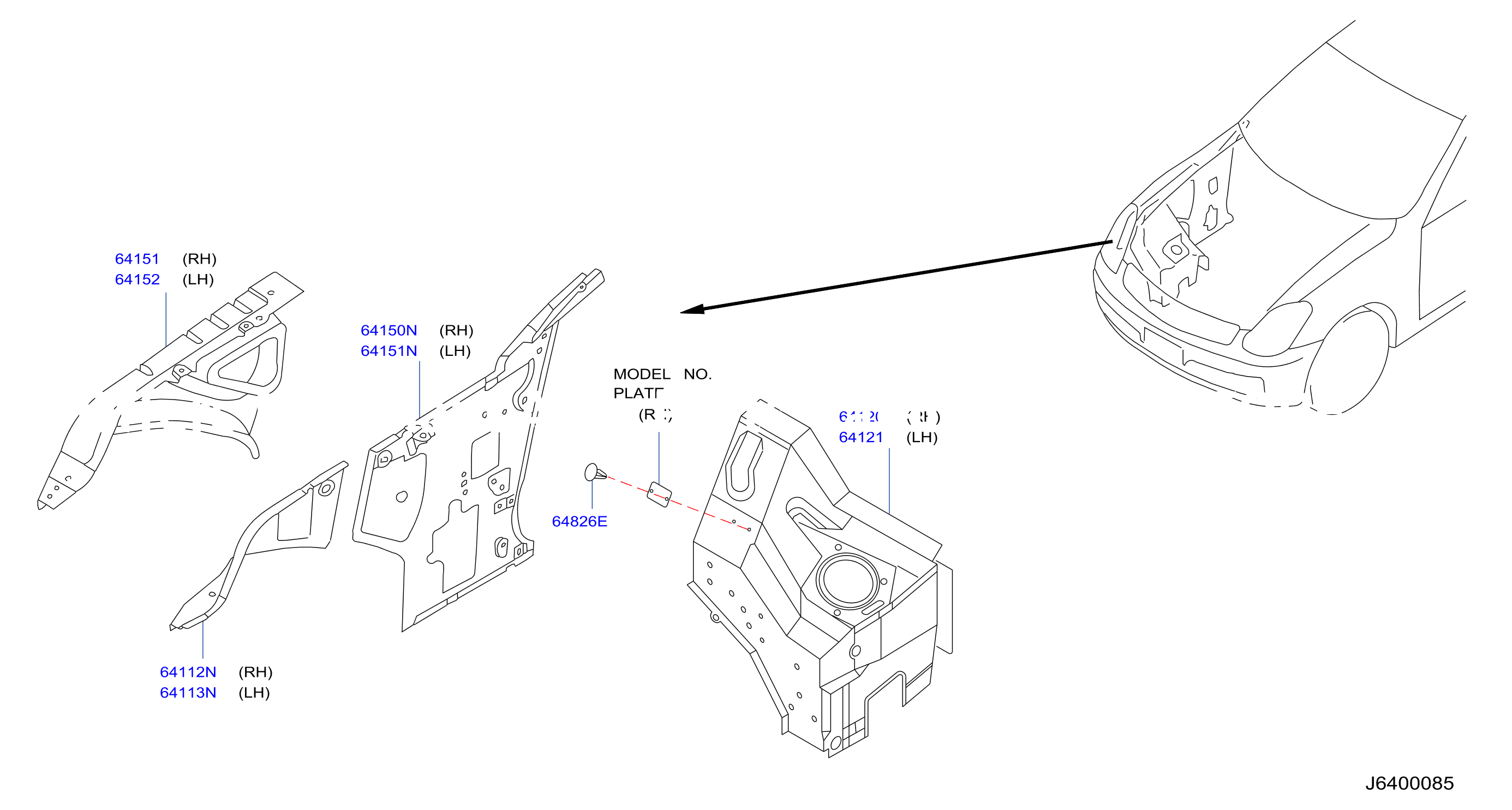 Hood Ledge Fitting Main Parts