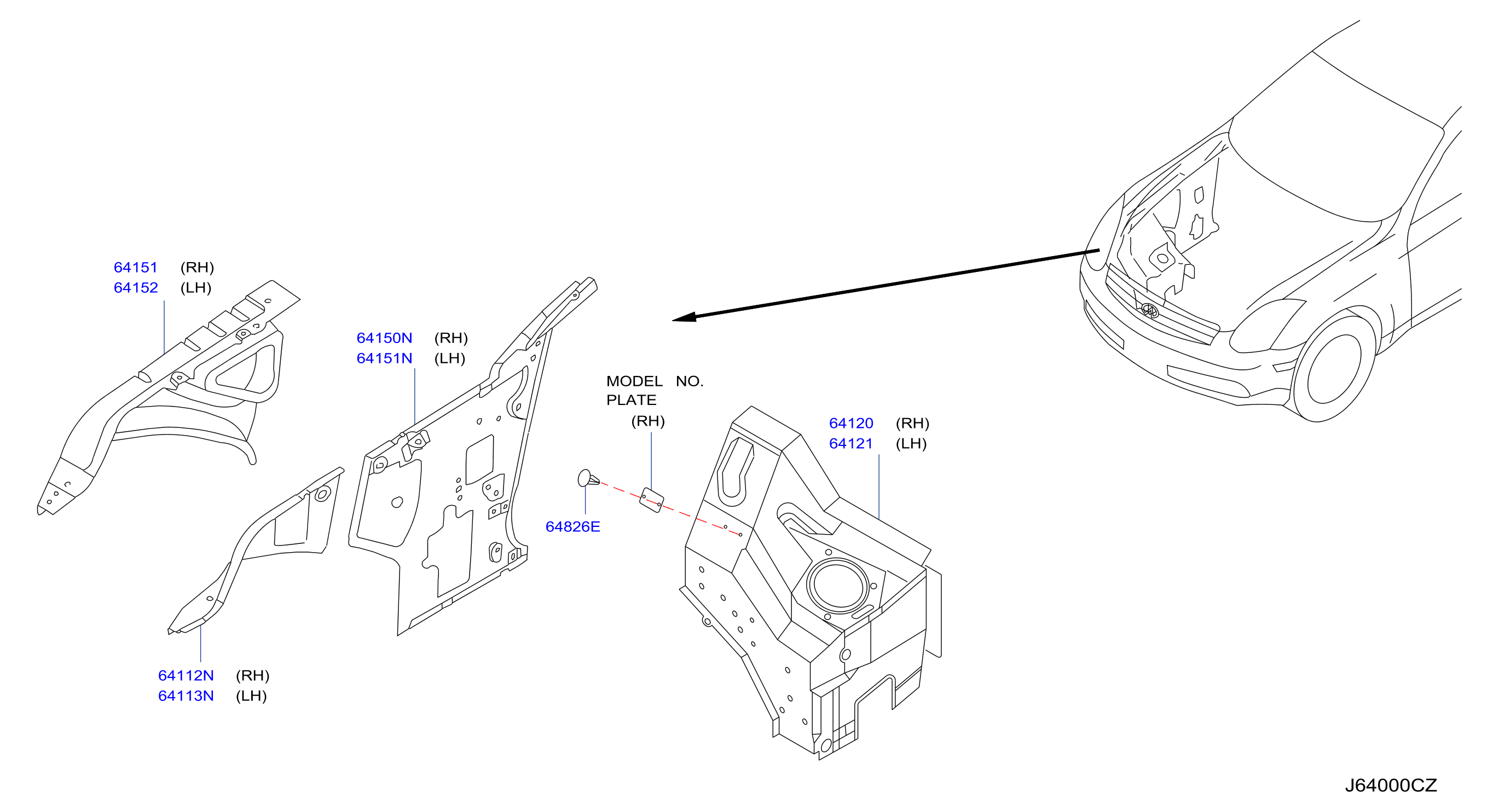 Hood Ledge Fitting Main Parts