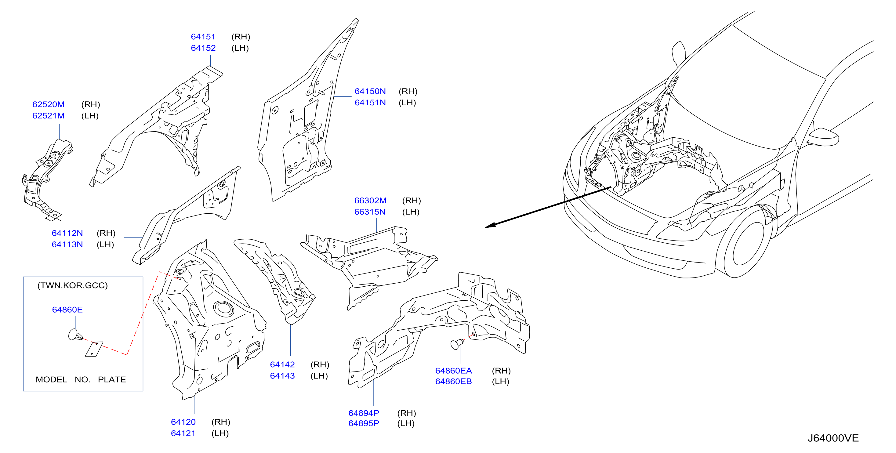 Hood Ledge Fitting Main Parts
