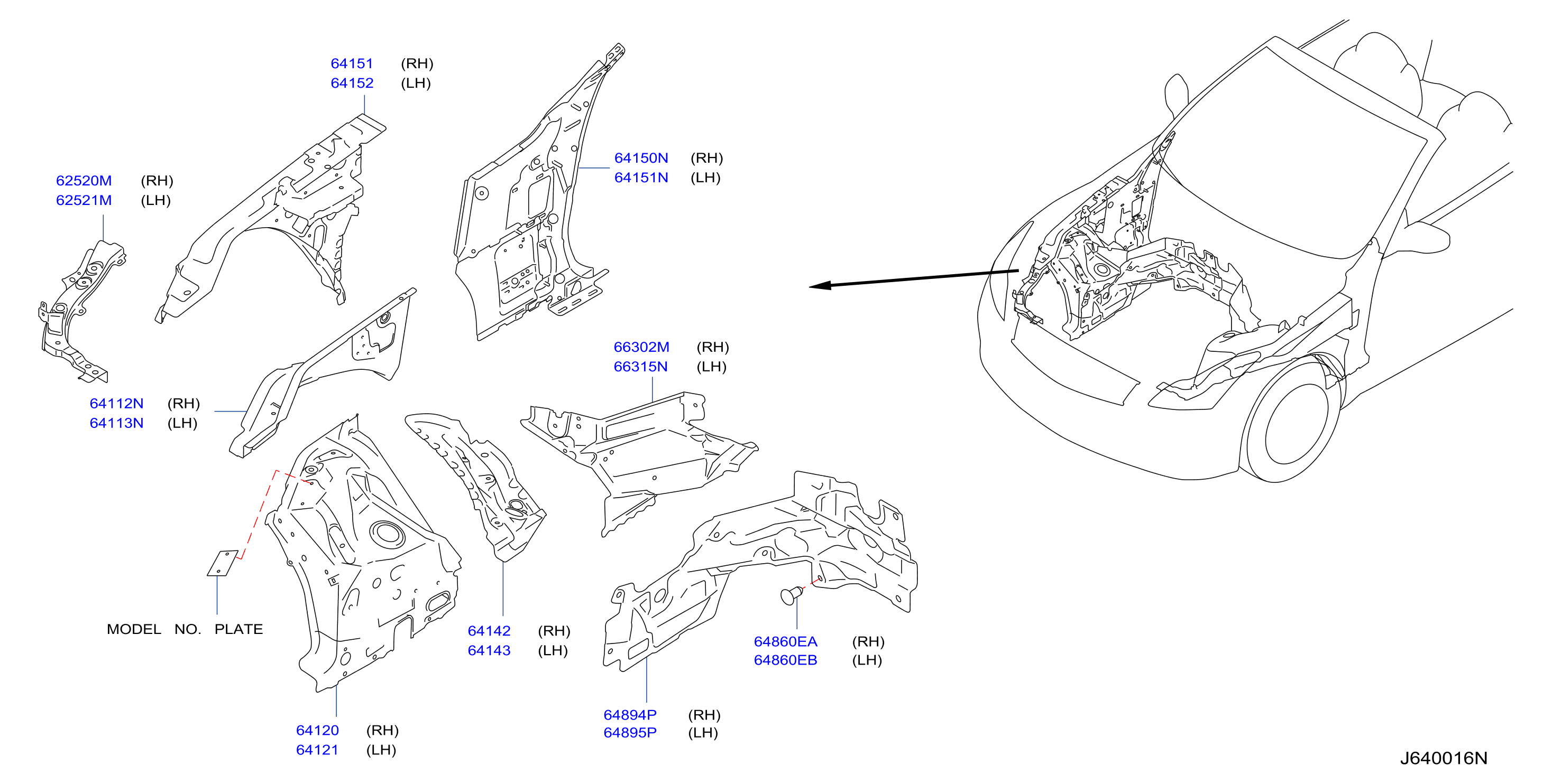 Hood Ledge Fitting Main Parts