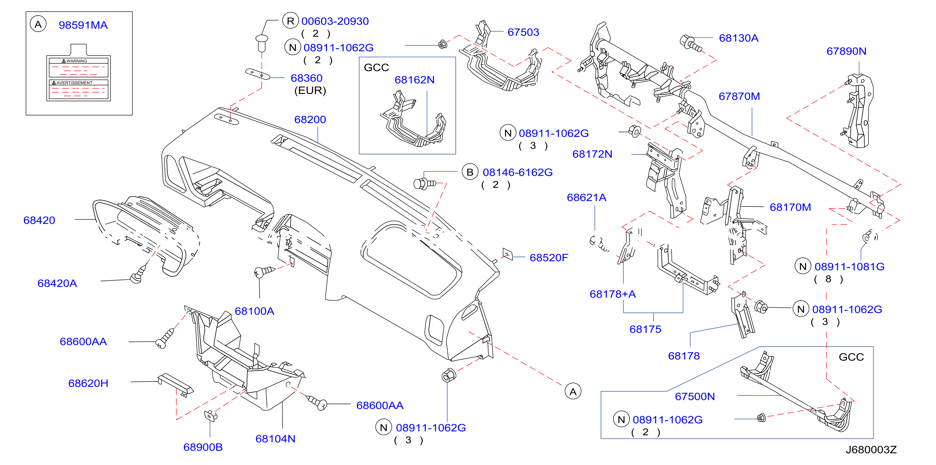 Instrument Panel Pad Cluster Lid Inst Panel Fitting