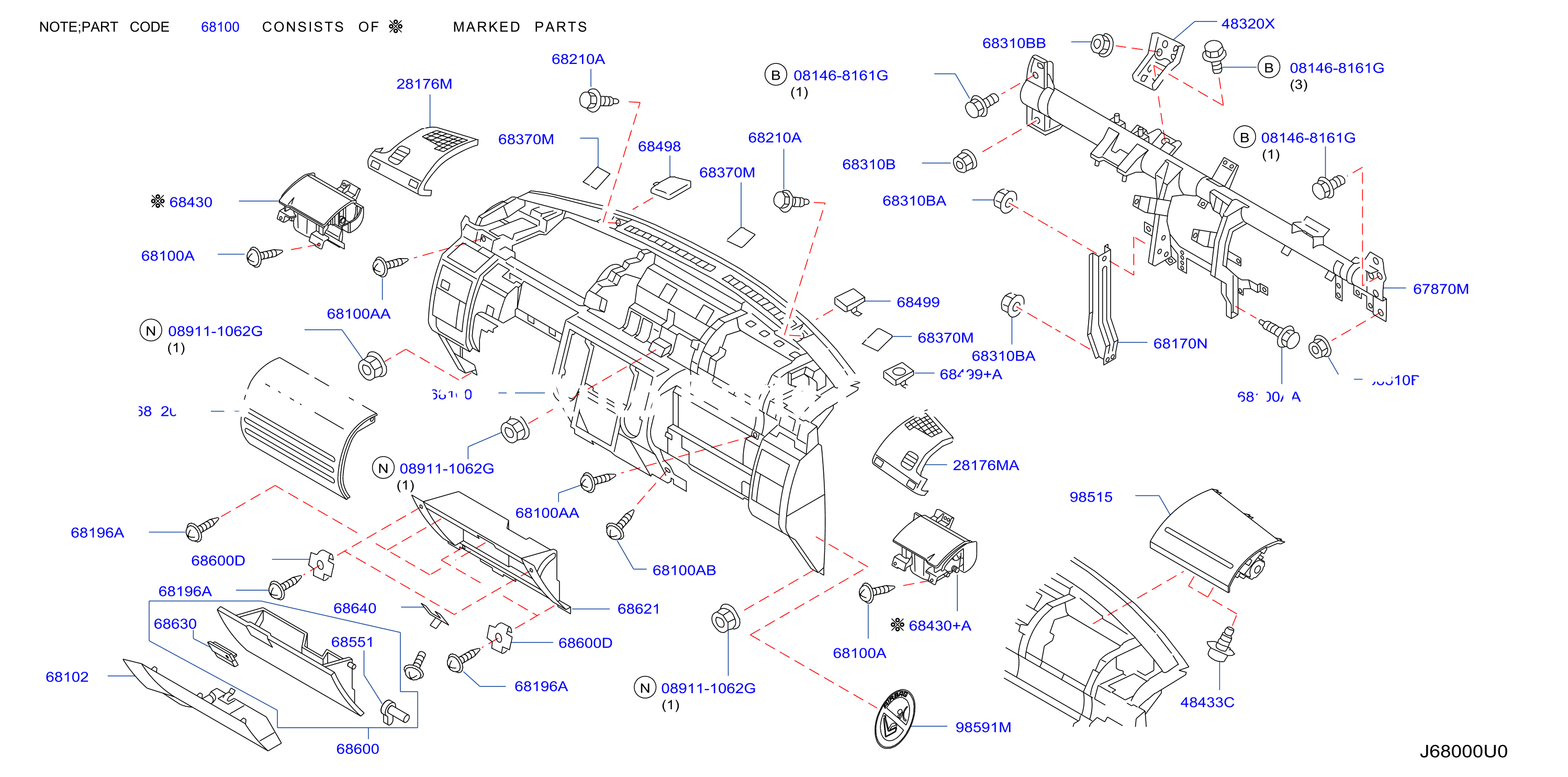 Instrument Panel Pad Cluster Lid Inst Fitting