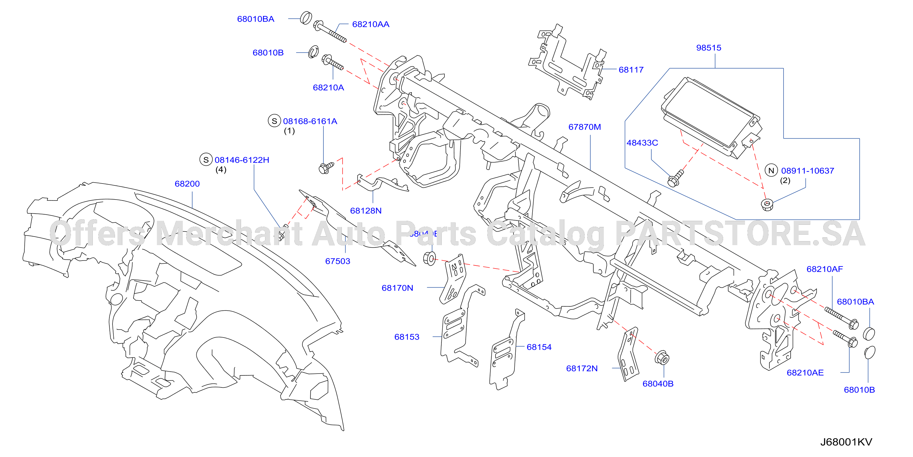 Instrument Panel Pad Cluster Lid Inst Fitting Mex