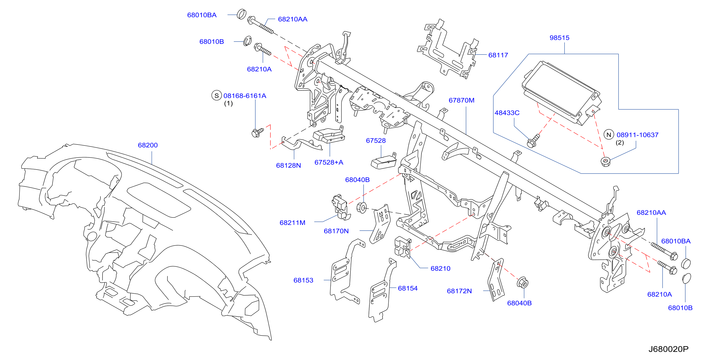 Instrument Panel Pad Cluster Lid Inst Fitting Korea V9X