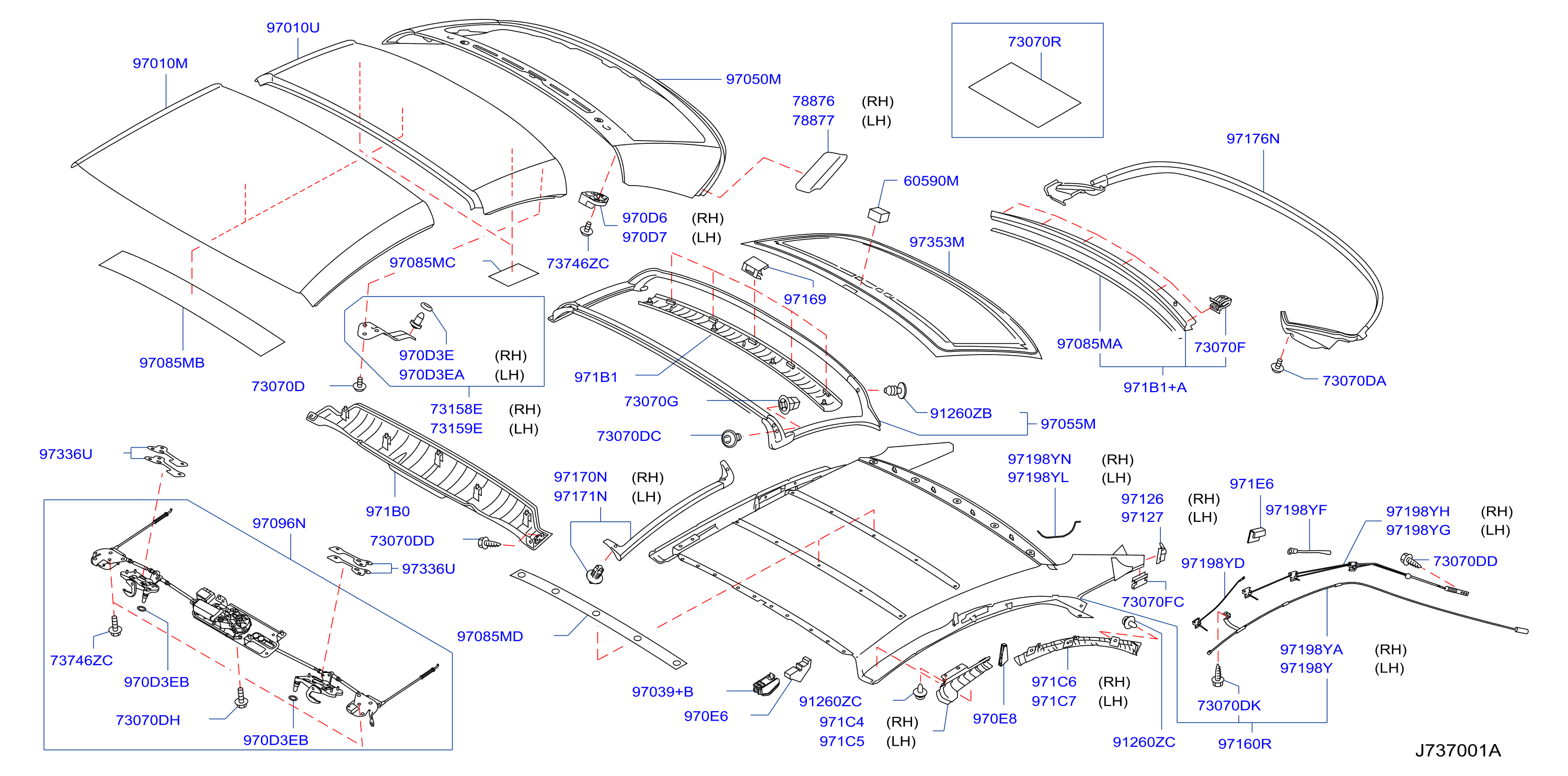Open Roof Parts Lock And Hydraulics