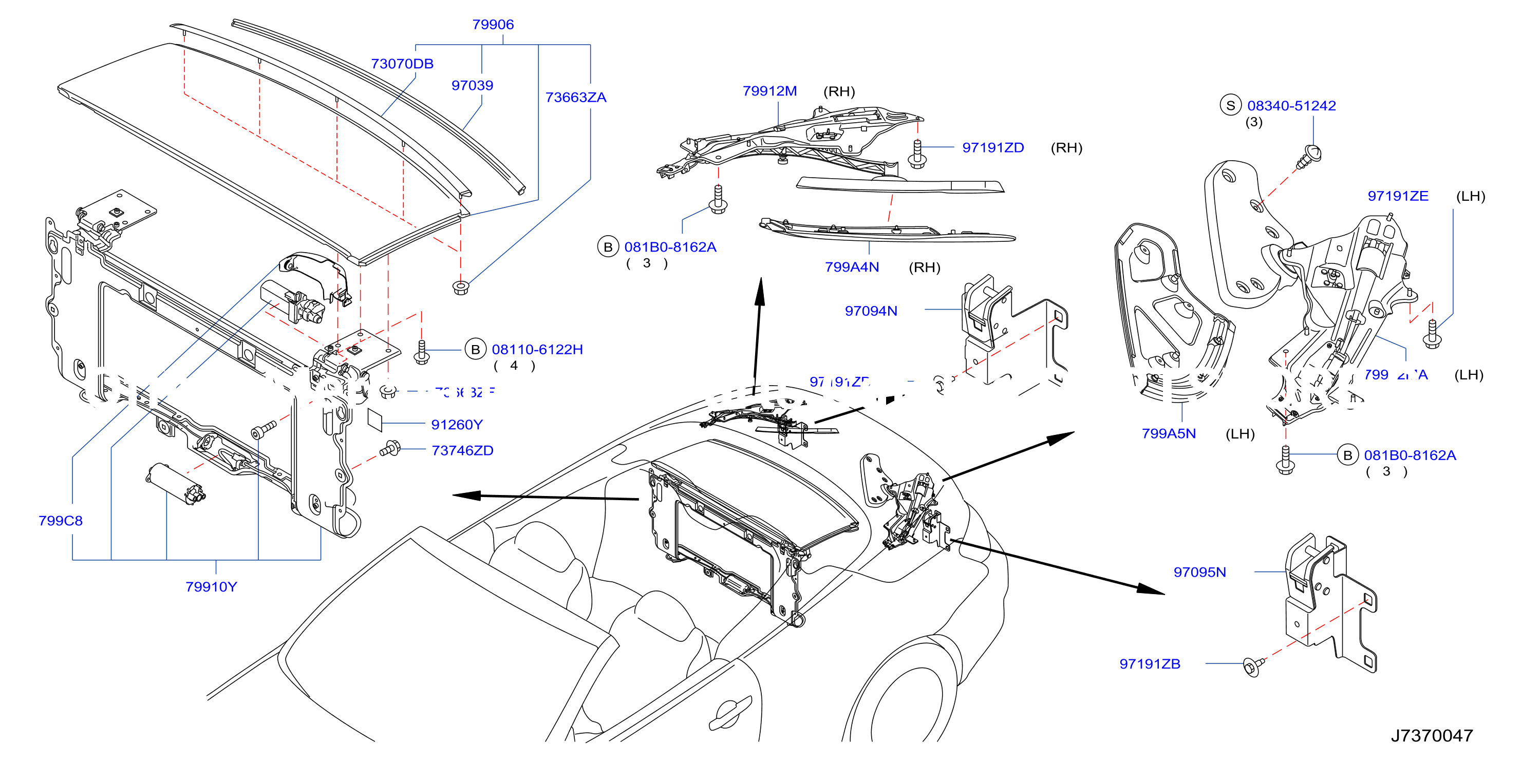 Open Roof Parts Folding Linkage