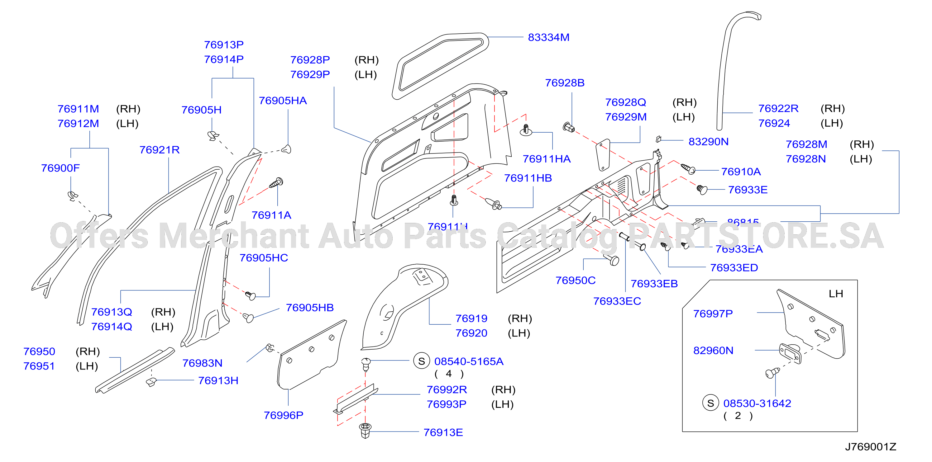 Body Side Trimming Rear Window Rear Seat