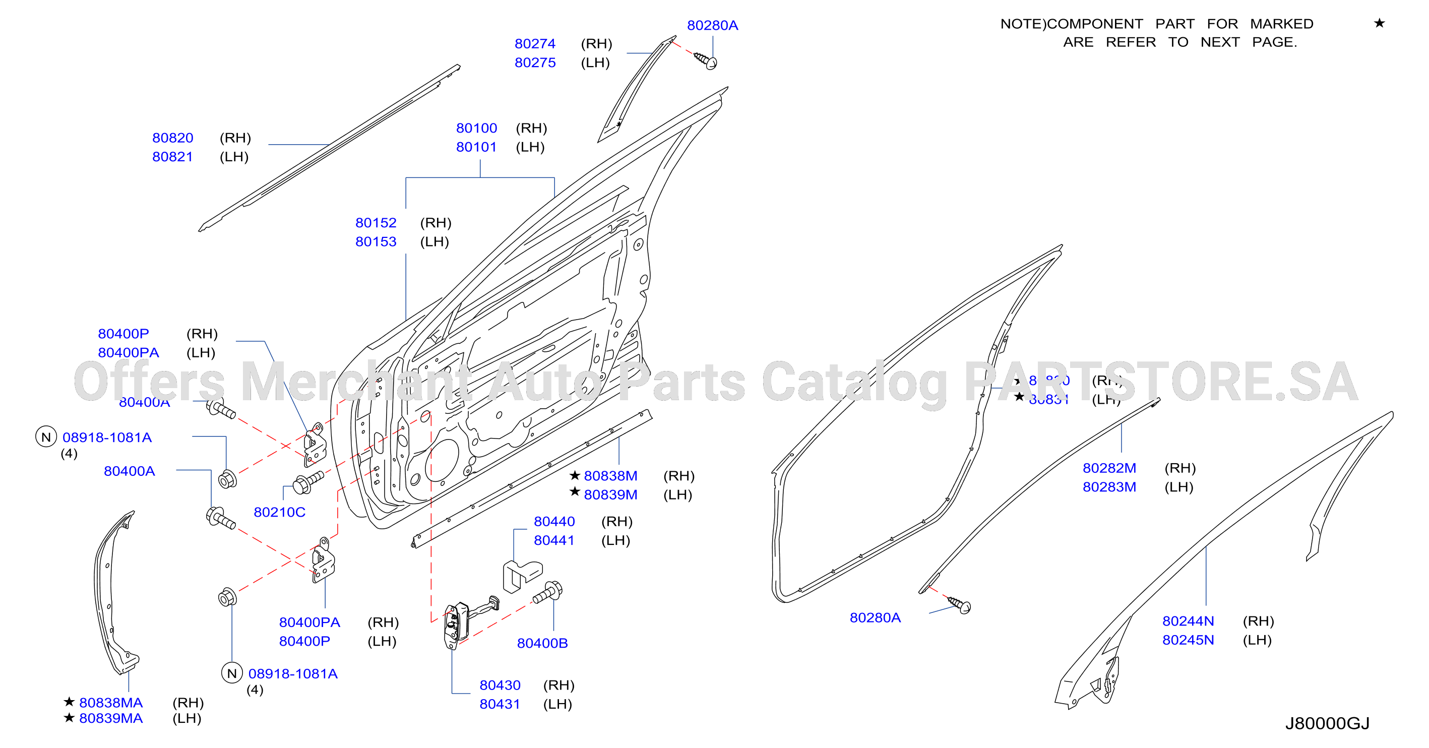 Front Door Panel Fitting Panel Fitting Parts