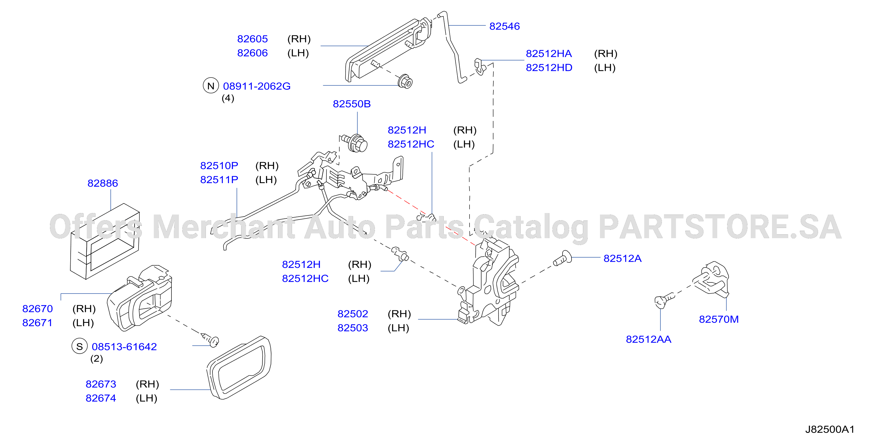 Rear Door Lock Handle