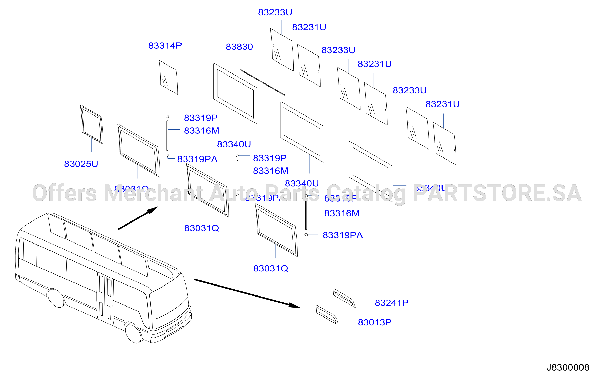 Side Window Lh Sash Glass Parts