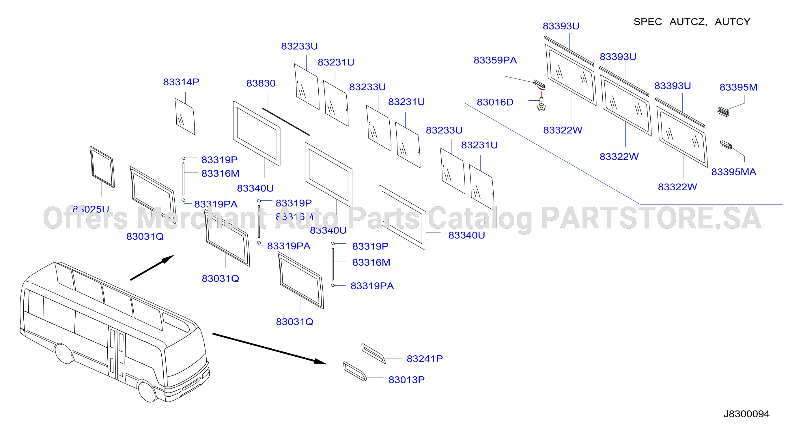 Side Window Lh Sash Glass Parts