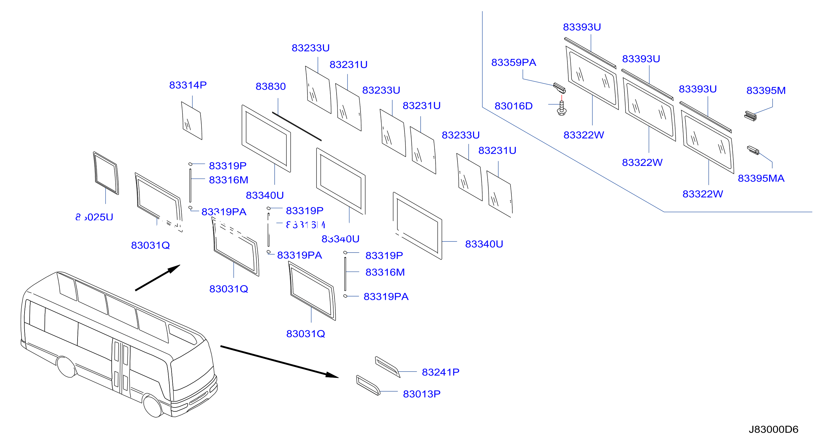 Side Window Lh Sash Glass Parts