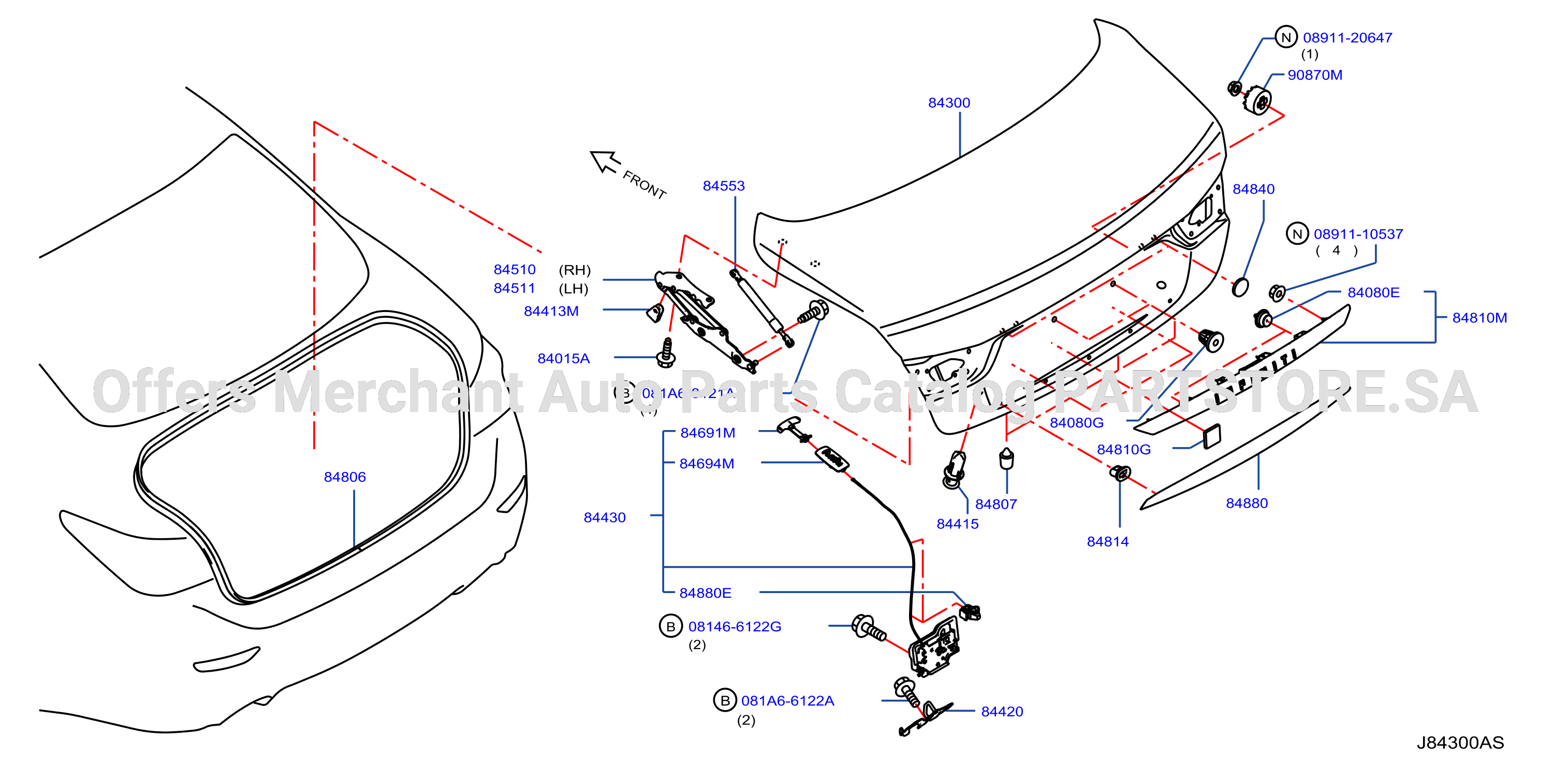 Trunk Lid Fitting W / O Hev Eng