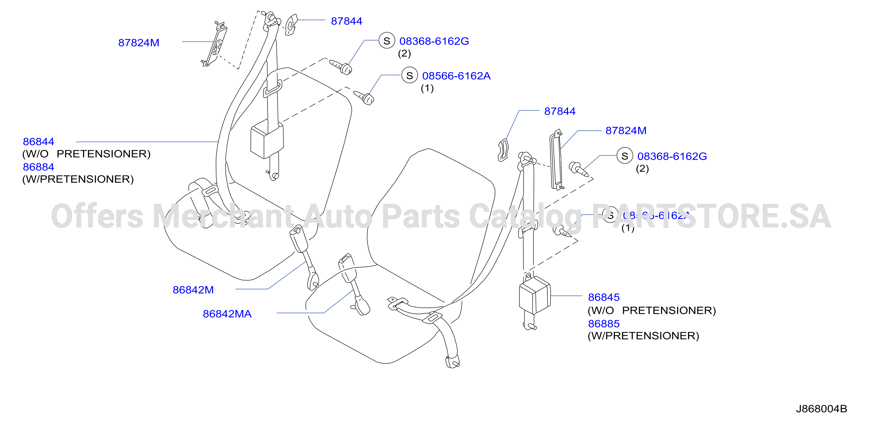 Front Seat Belt F / Separate Seat W / Adjuster