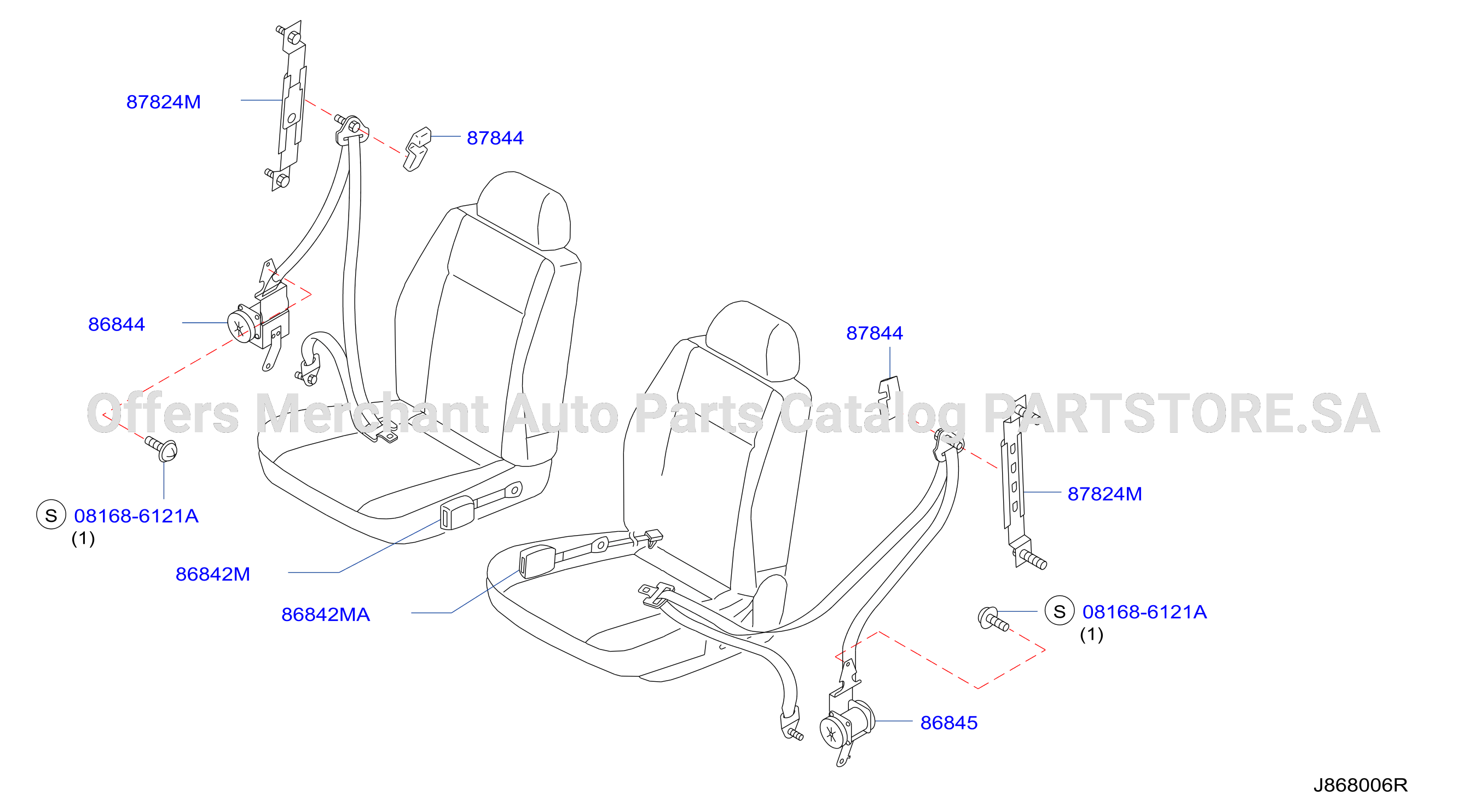 Front Seat Belt W / O Pretensioner