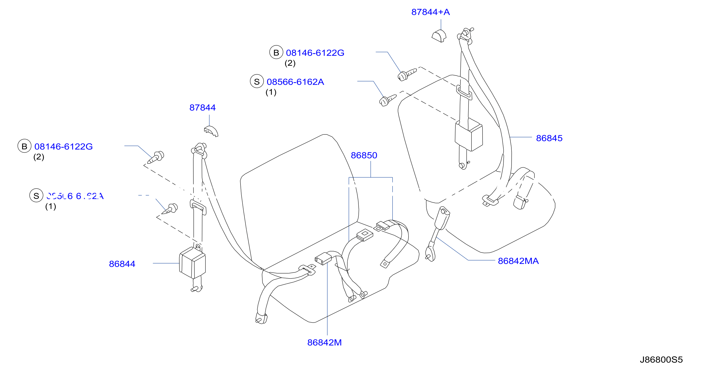 Front Seat Belt F / Separate Semi Bench Seat