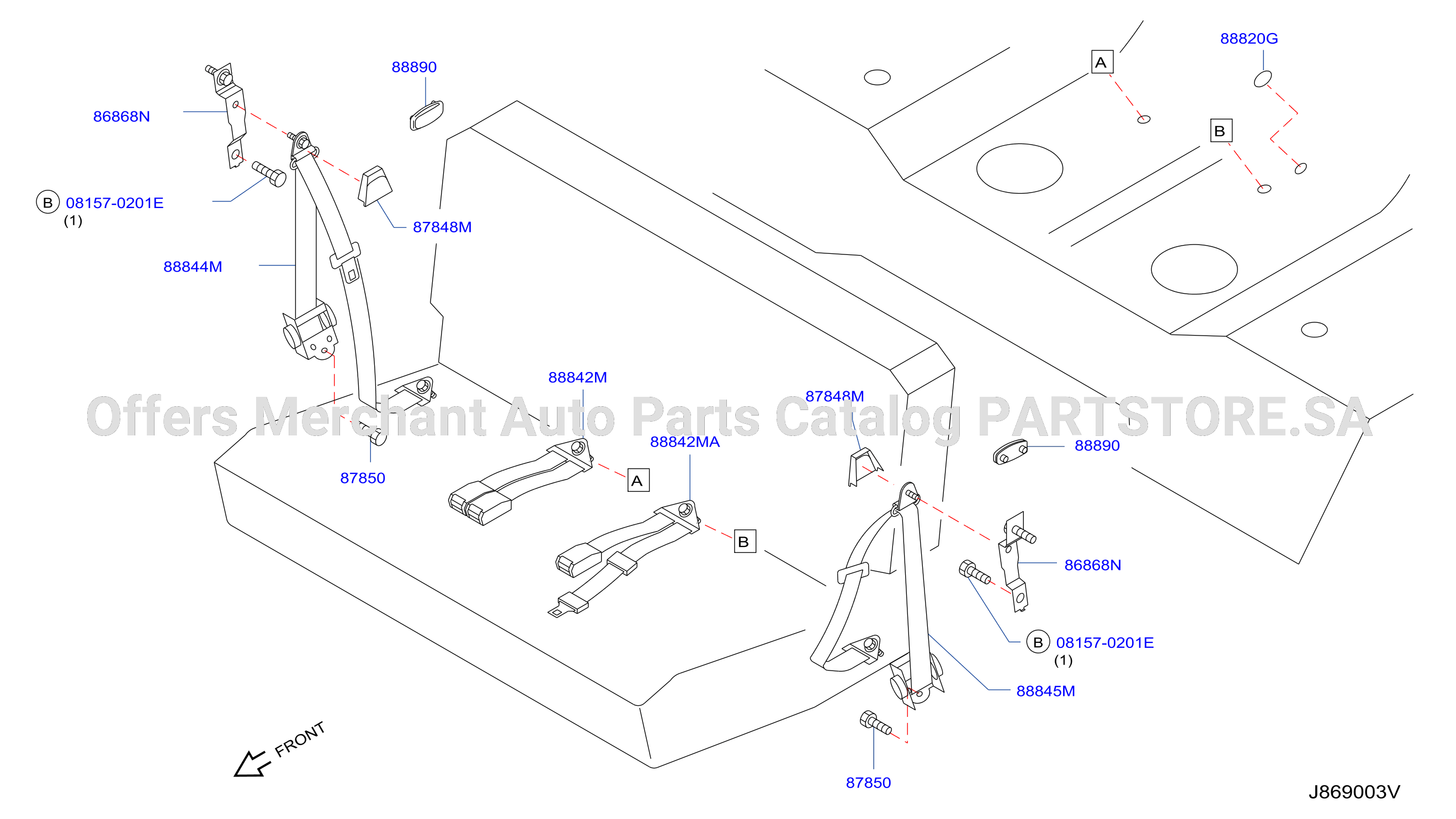 Rear Seat Belt Ctr 2Pt
