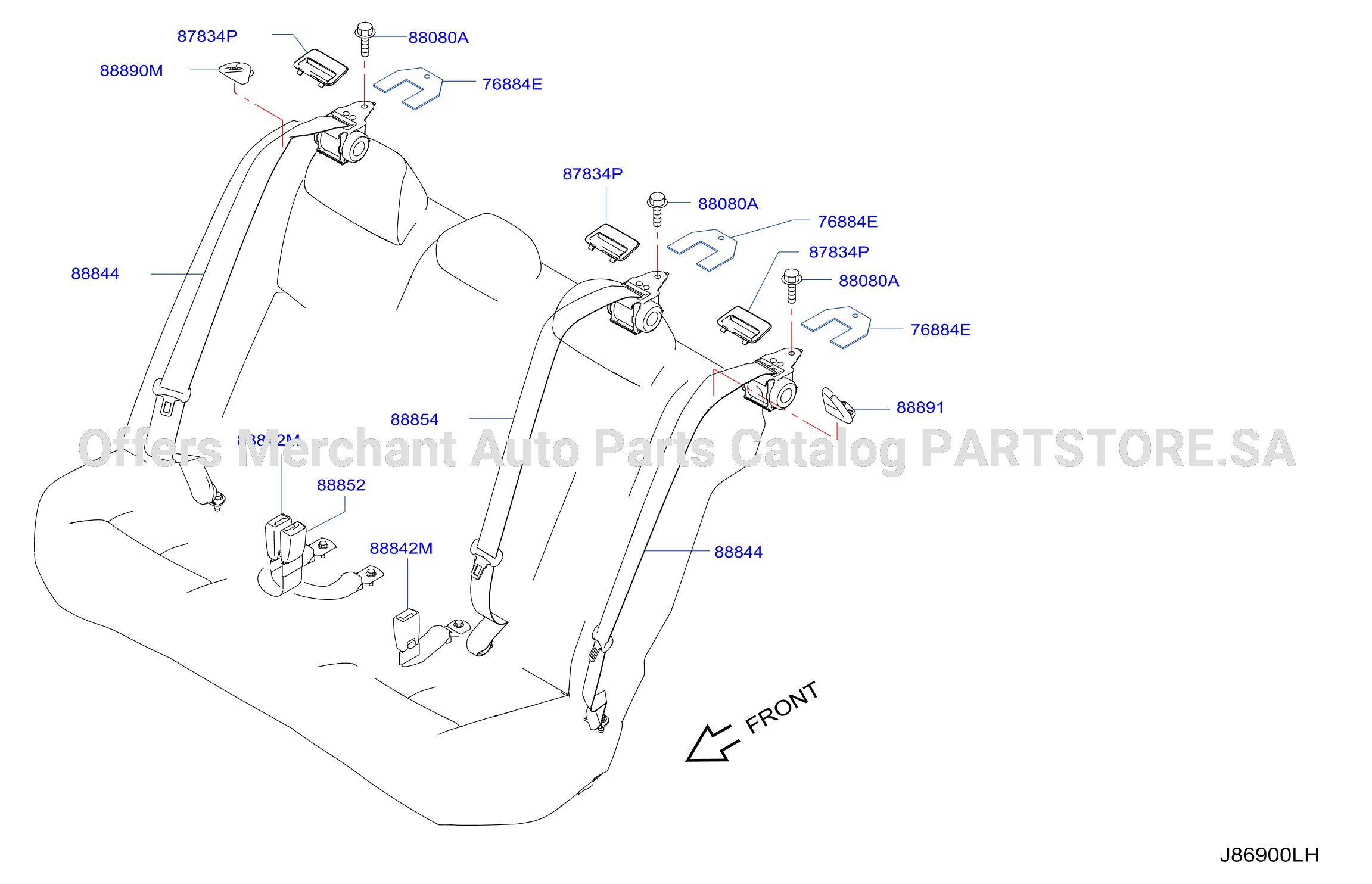 Rear Seat Belt Ctr 3Pt