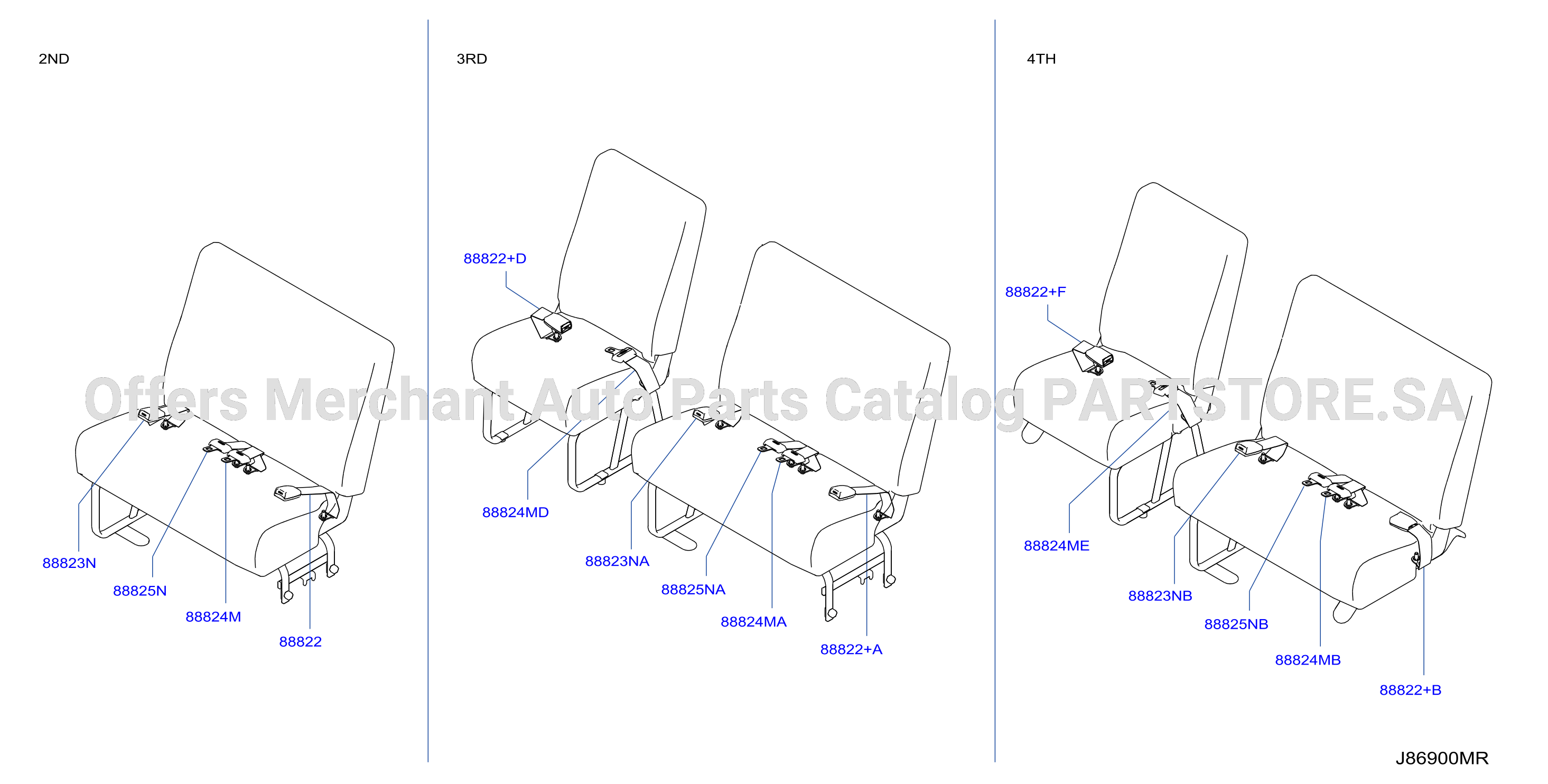 Rear Seat Belt 15 2Nd 3Rd 4Th