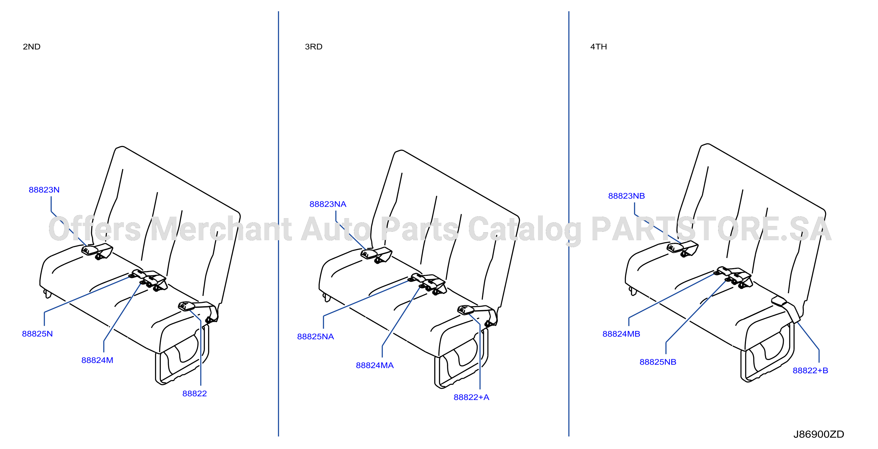 Rear Seat Belt 15 2Nd 3Rd 4Th
