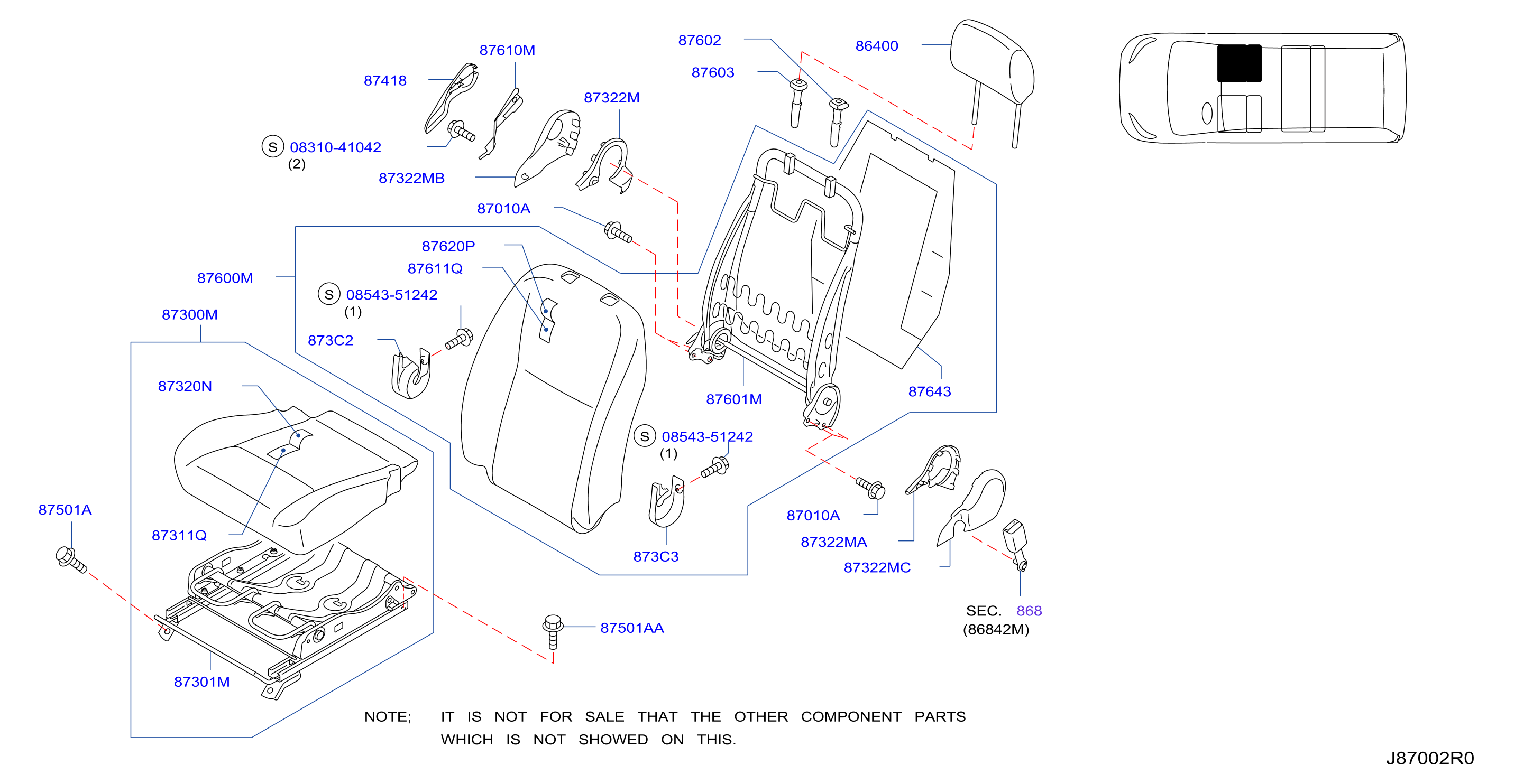 Front Seat Rh Seat Mid Upr W / O Airbag