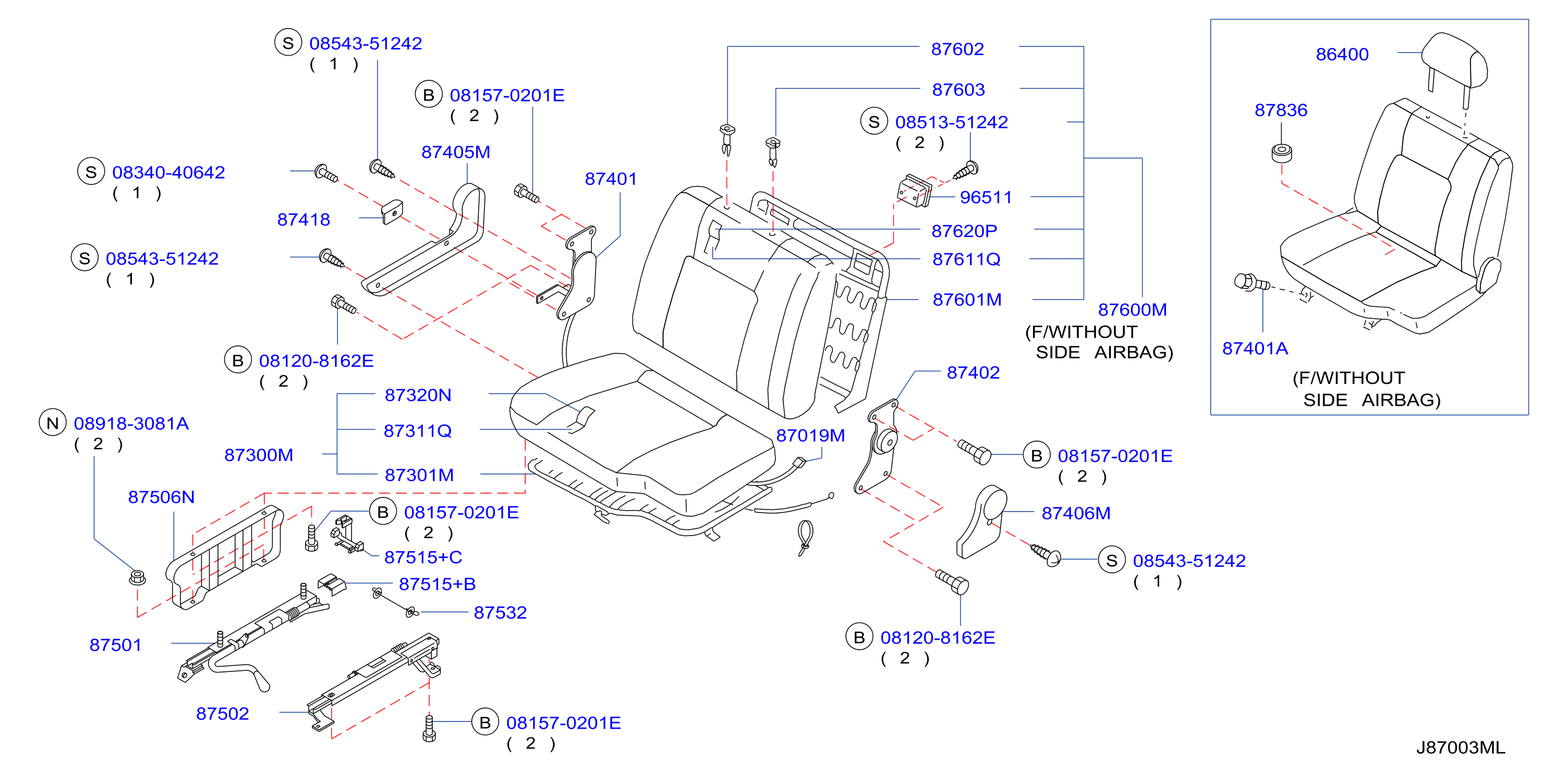 Front Seat Rh Manual Bench Seat