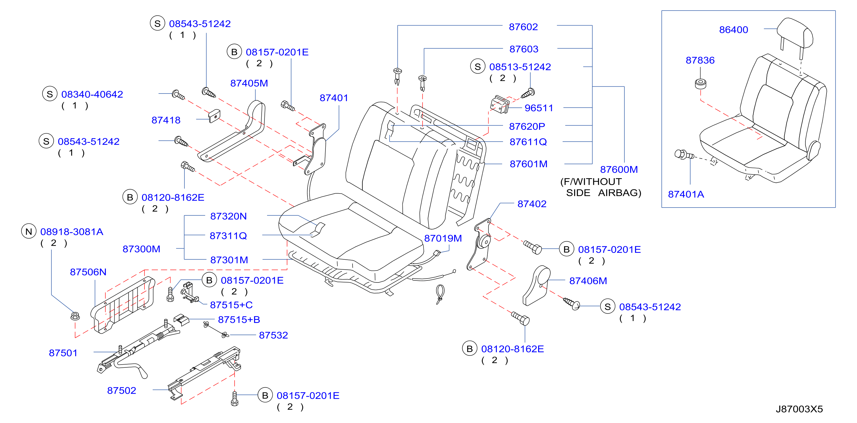 Front Seat Rh Manual Bench Seat