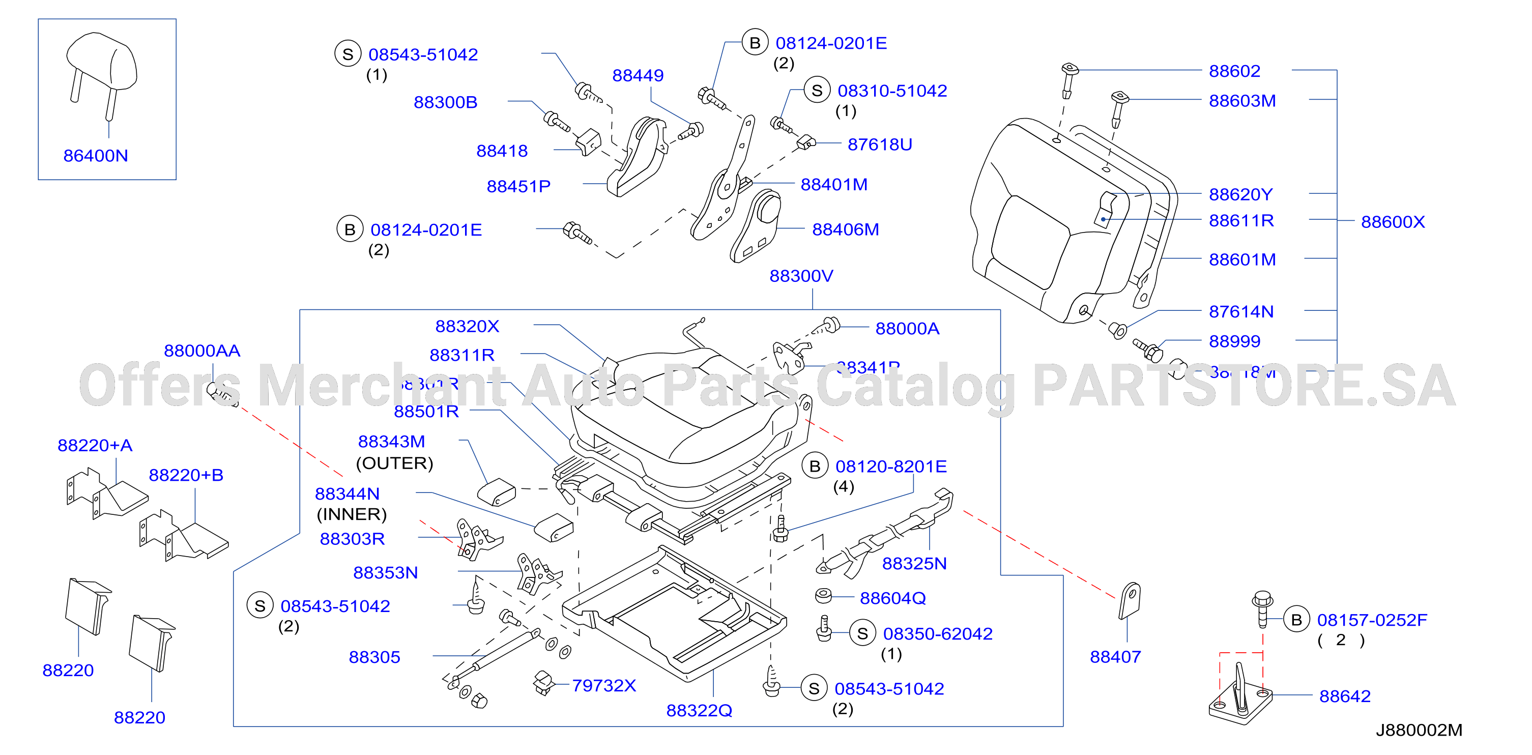 Rear Seat F / Rh W / Seat Slide W / O Armrest