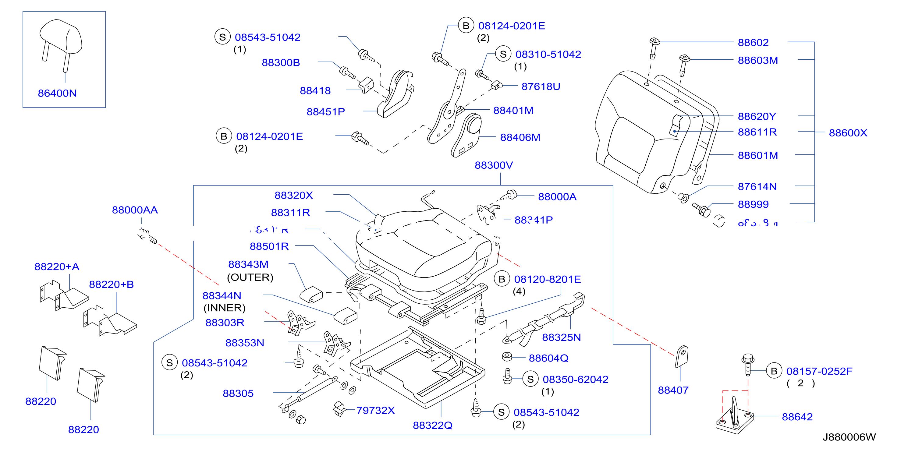 Rear Seat F / Rh W / Seat Slide W / O Armrest