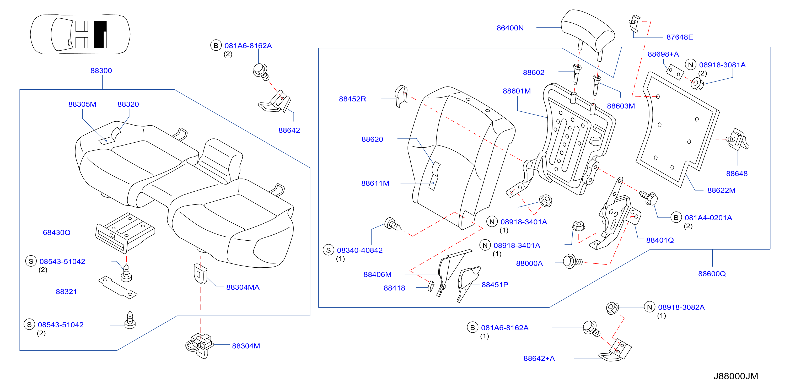 Rear Seat Cushion Assy Back Assy Rh