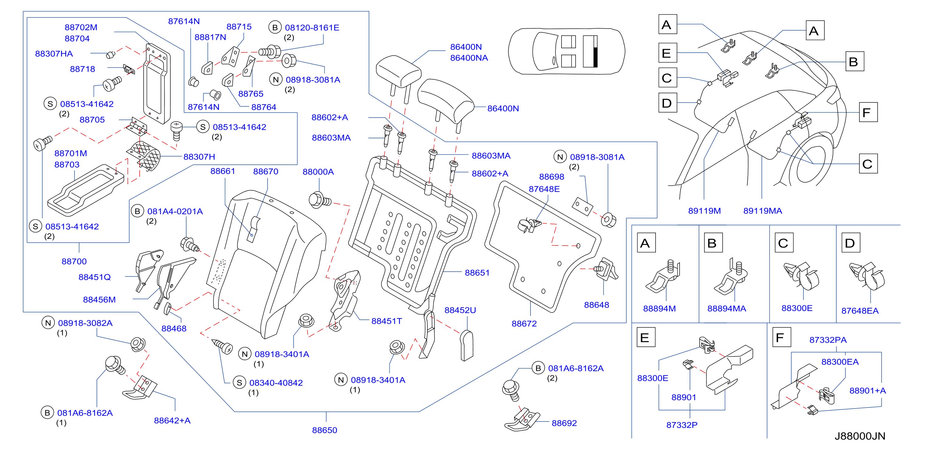 Rear Seat Back Assy Lh Fitting Parts