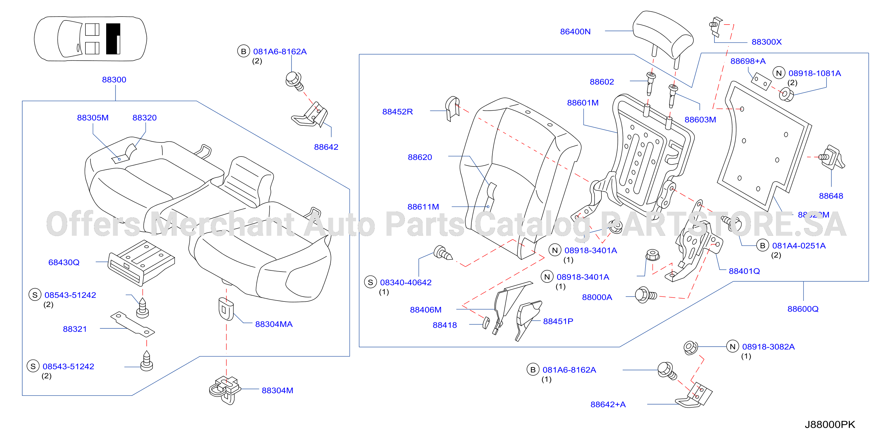 Rear Seat Cushion Assy Back Assy Rh