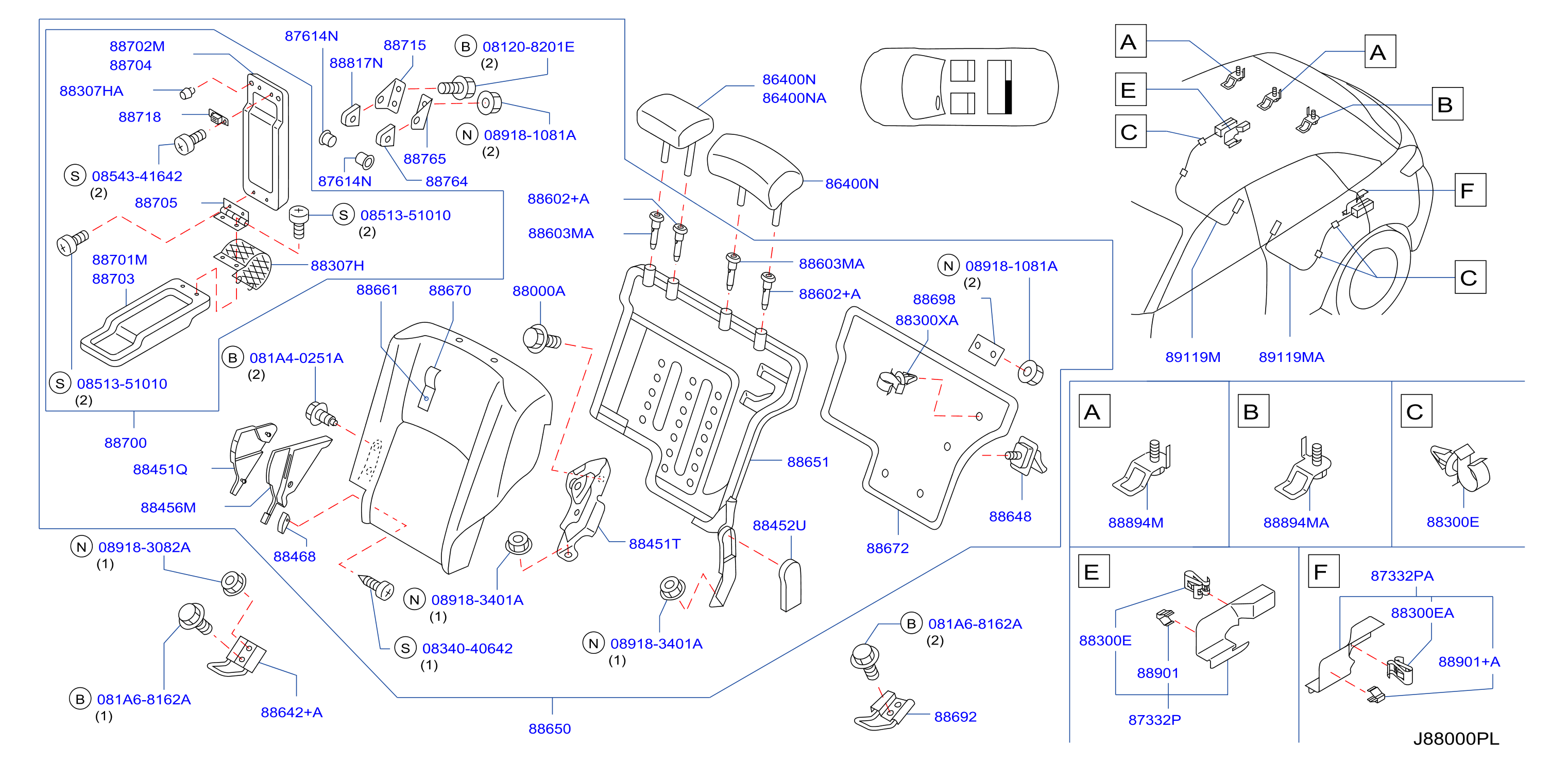 Rear Seat Back Assy Lh Fitting Parts