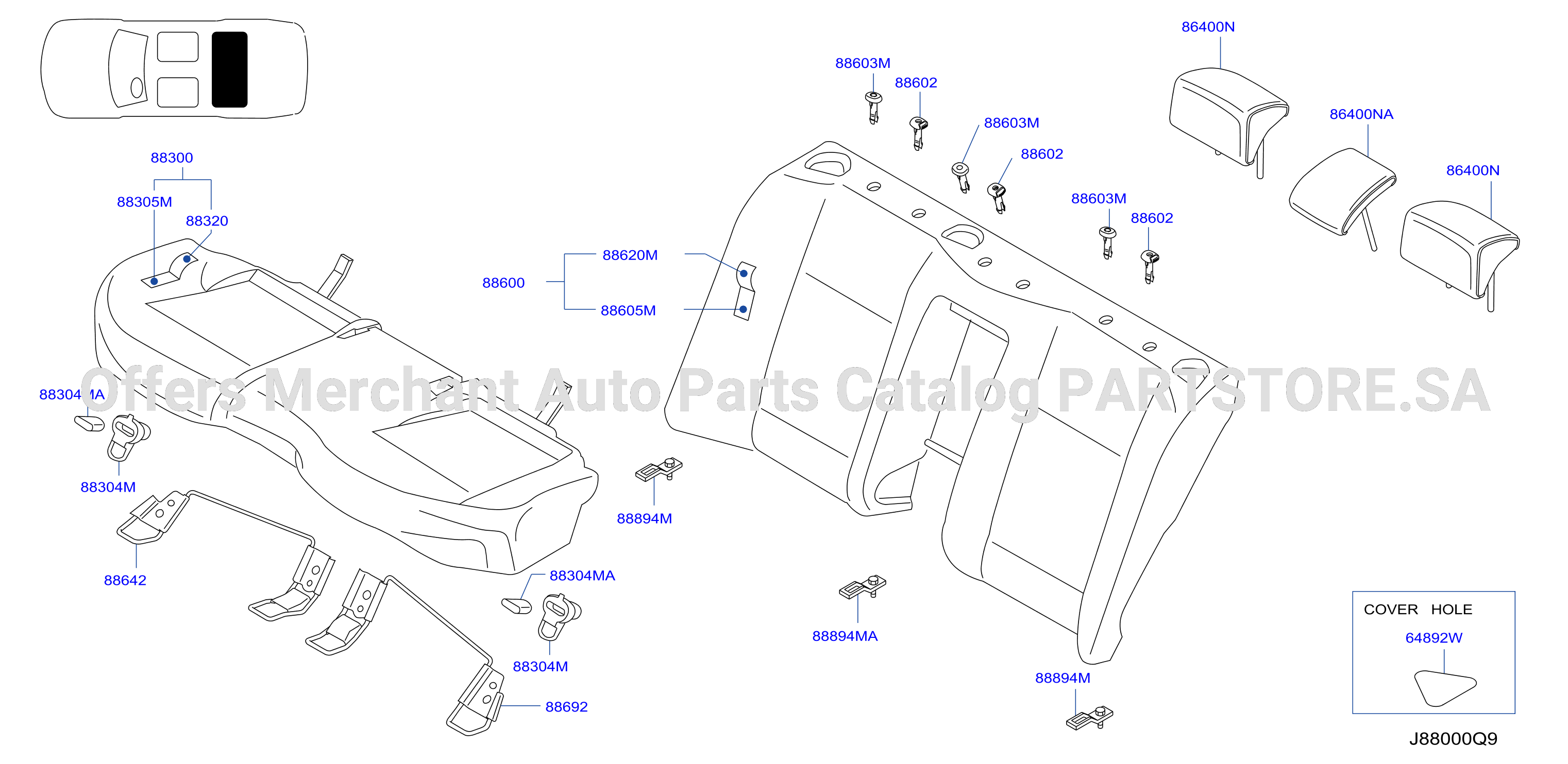 Rear Seat Leather Bench Seat