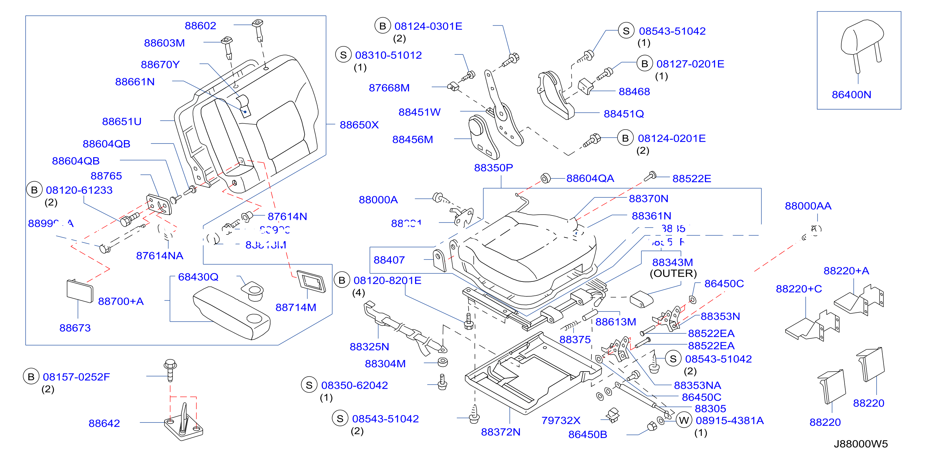 Rear Seat F / Lh With Seat Slide Armrest