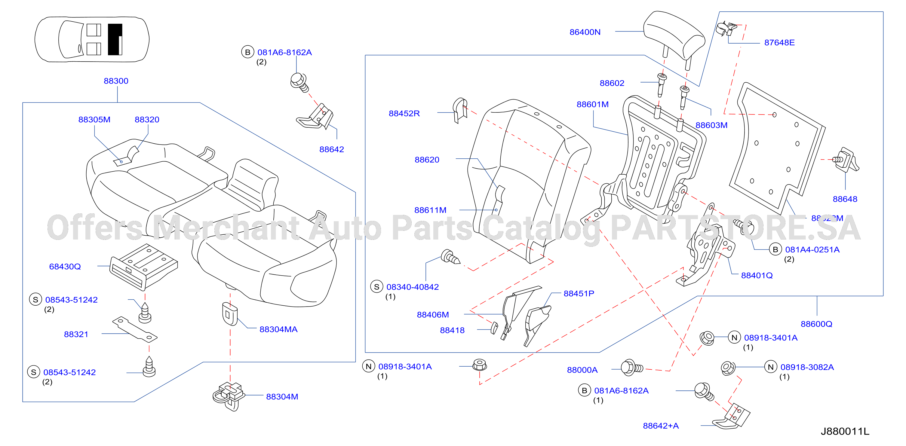 Rear Seat Cushion Assy Back Assy Rh