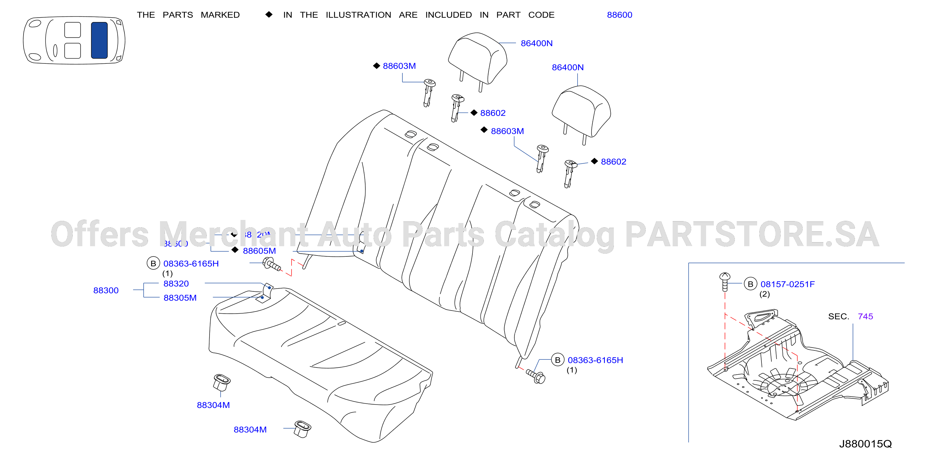 Rear Seat Armrestless Type