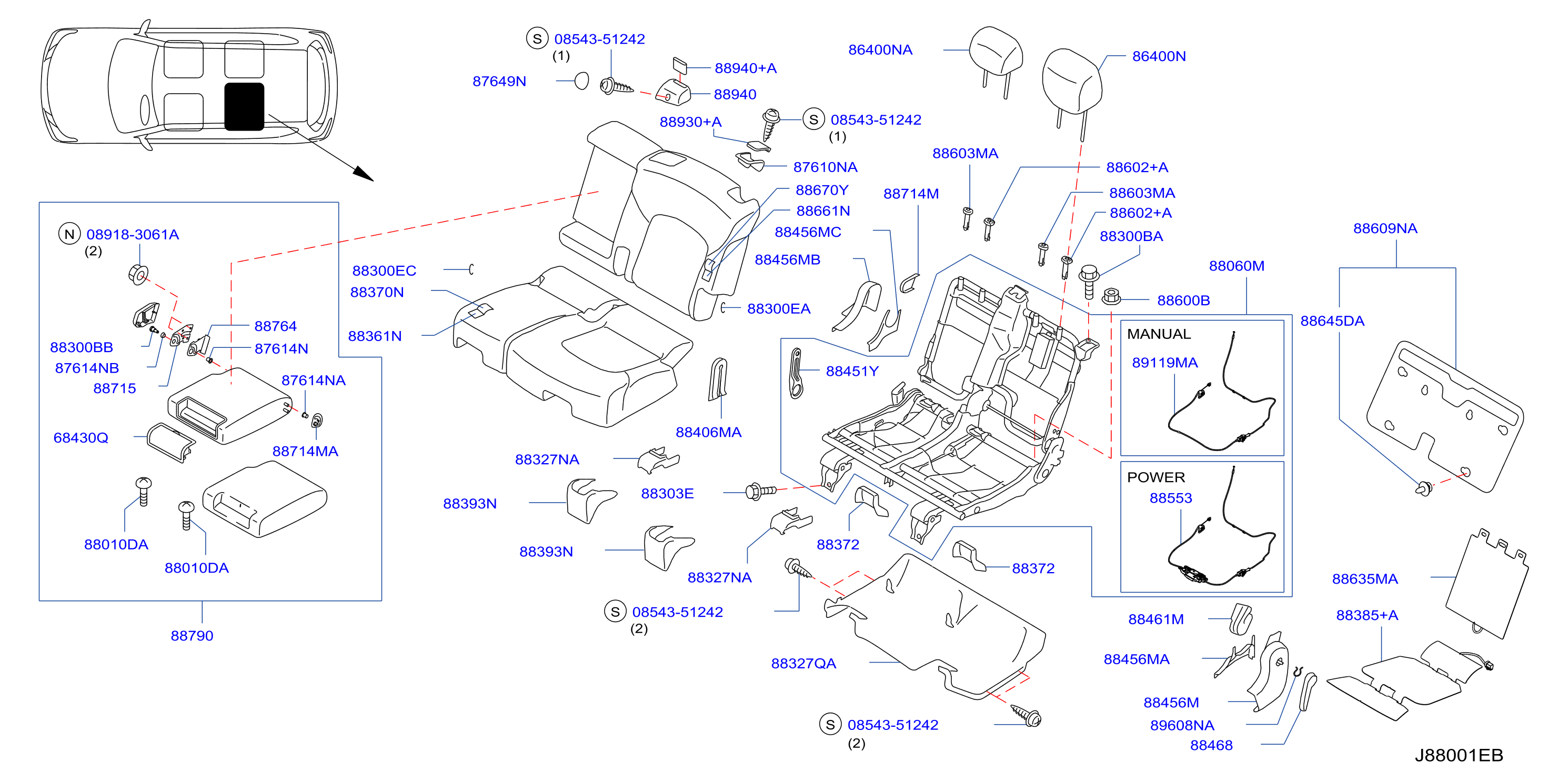 Rear Seat Bench Seat Left