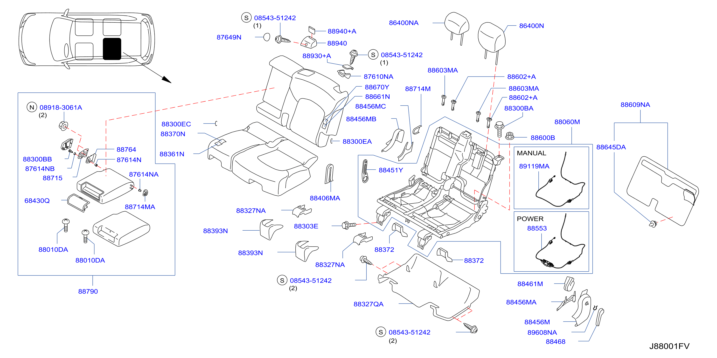Rear Seat Bench Seat Left