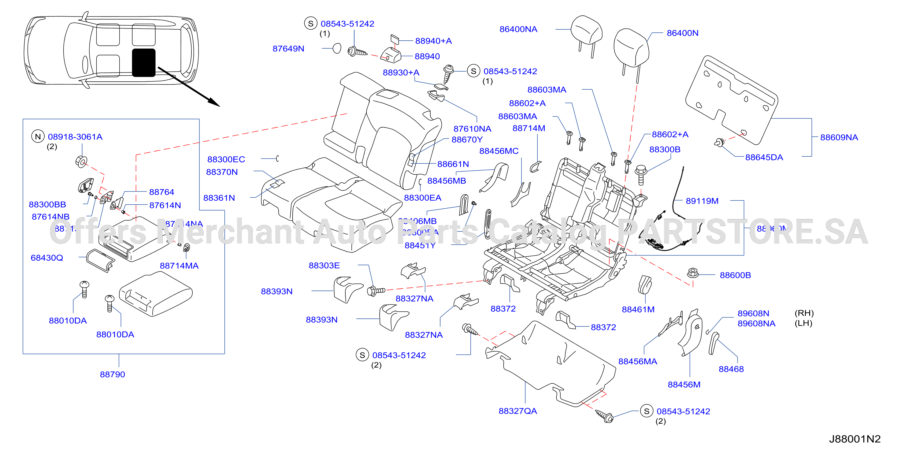Rear Seat Bench Seat Left
