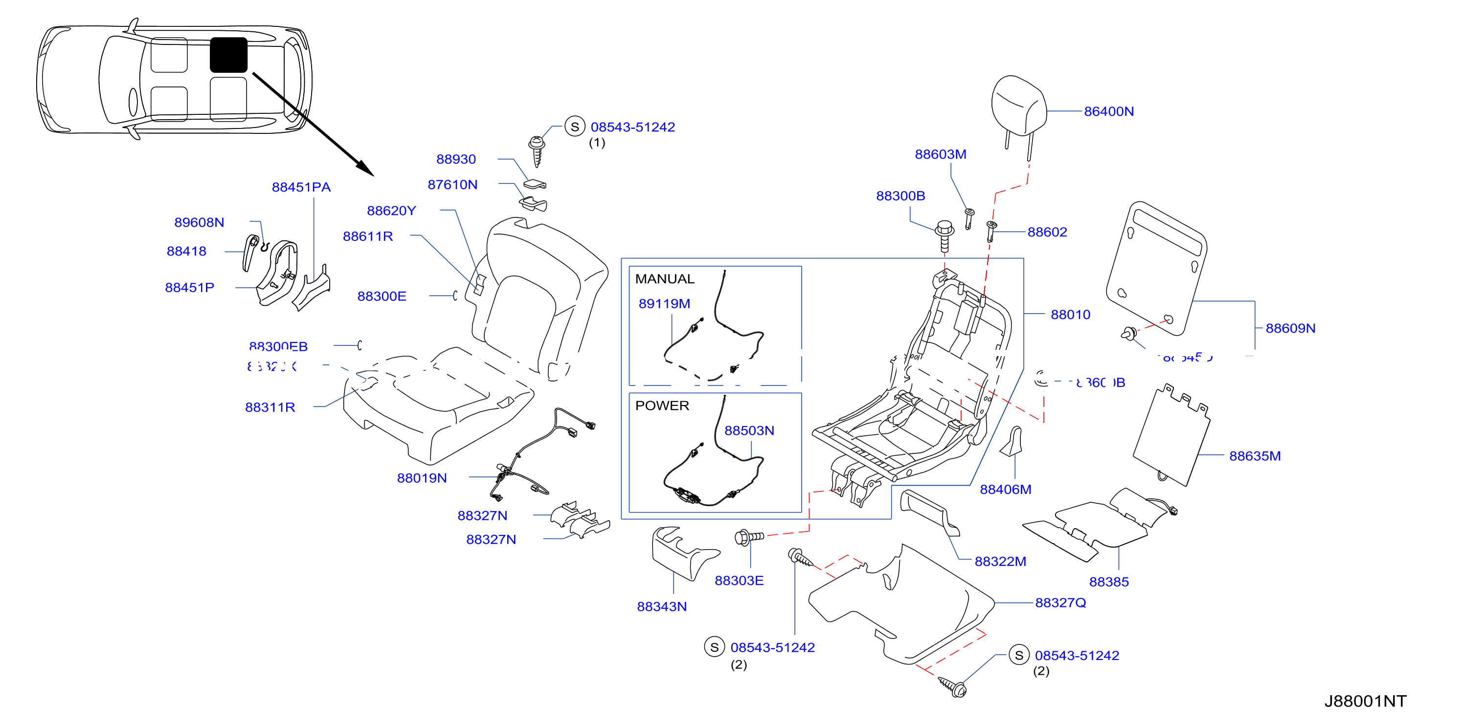 Rear Seat Bench Seat Right