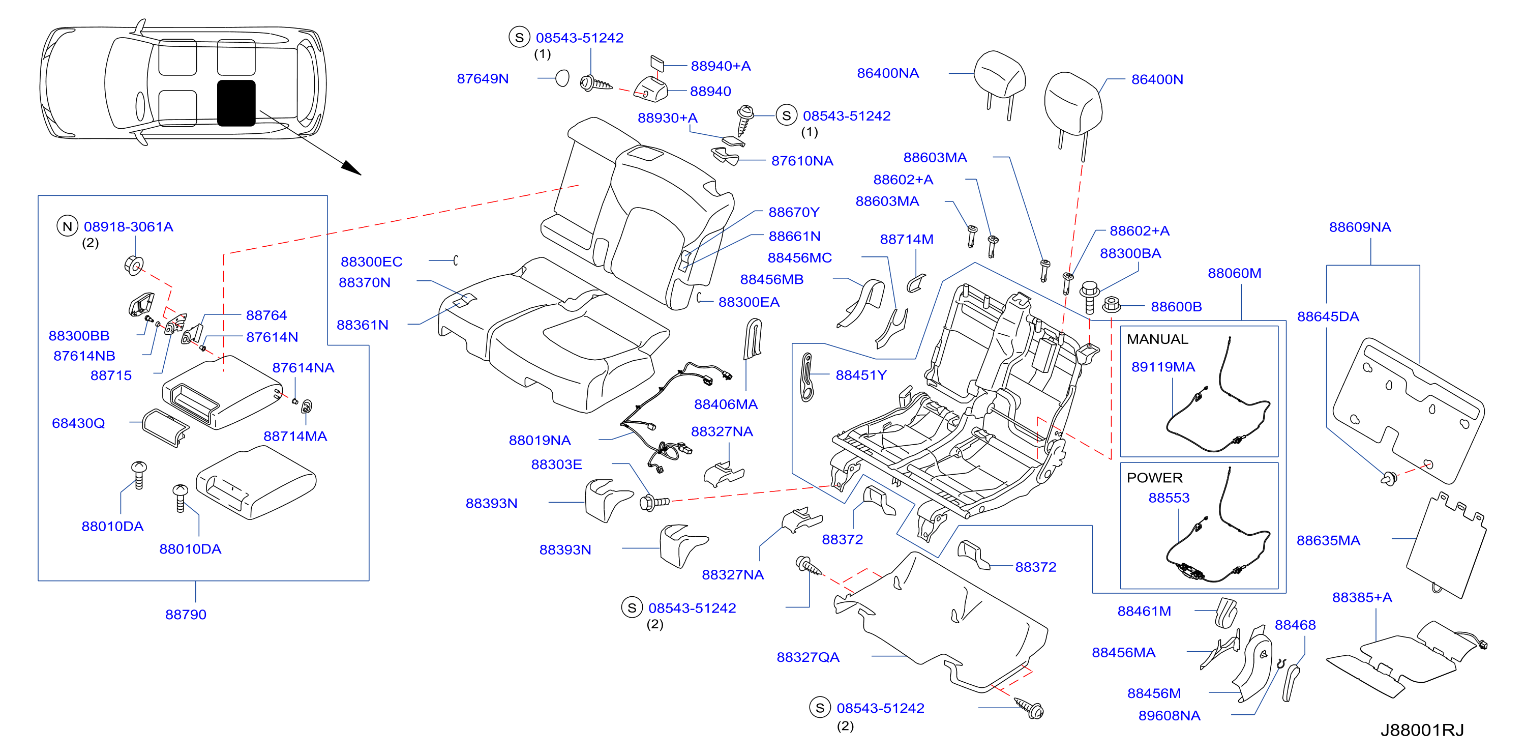 Rear Seat Bench Seat Left
