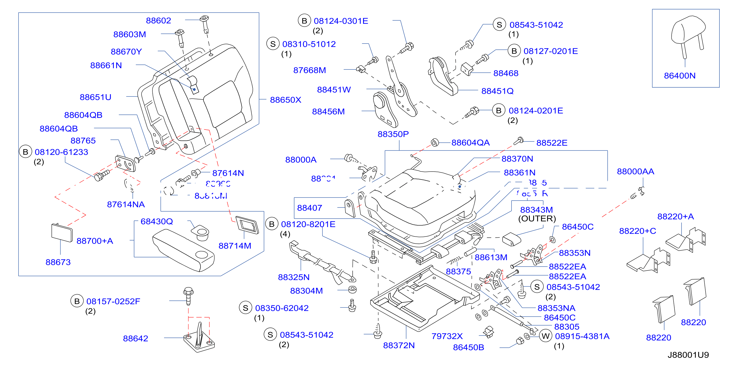 Rear Seat F / Lh With Seat Slide Armrest