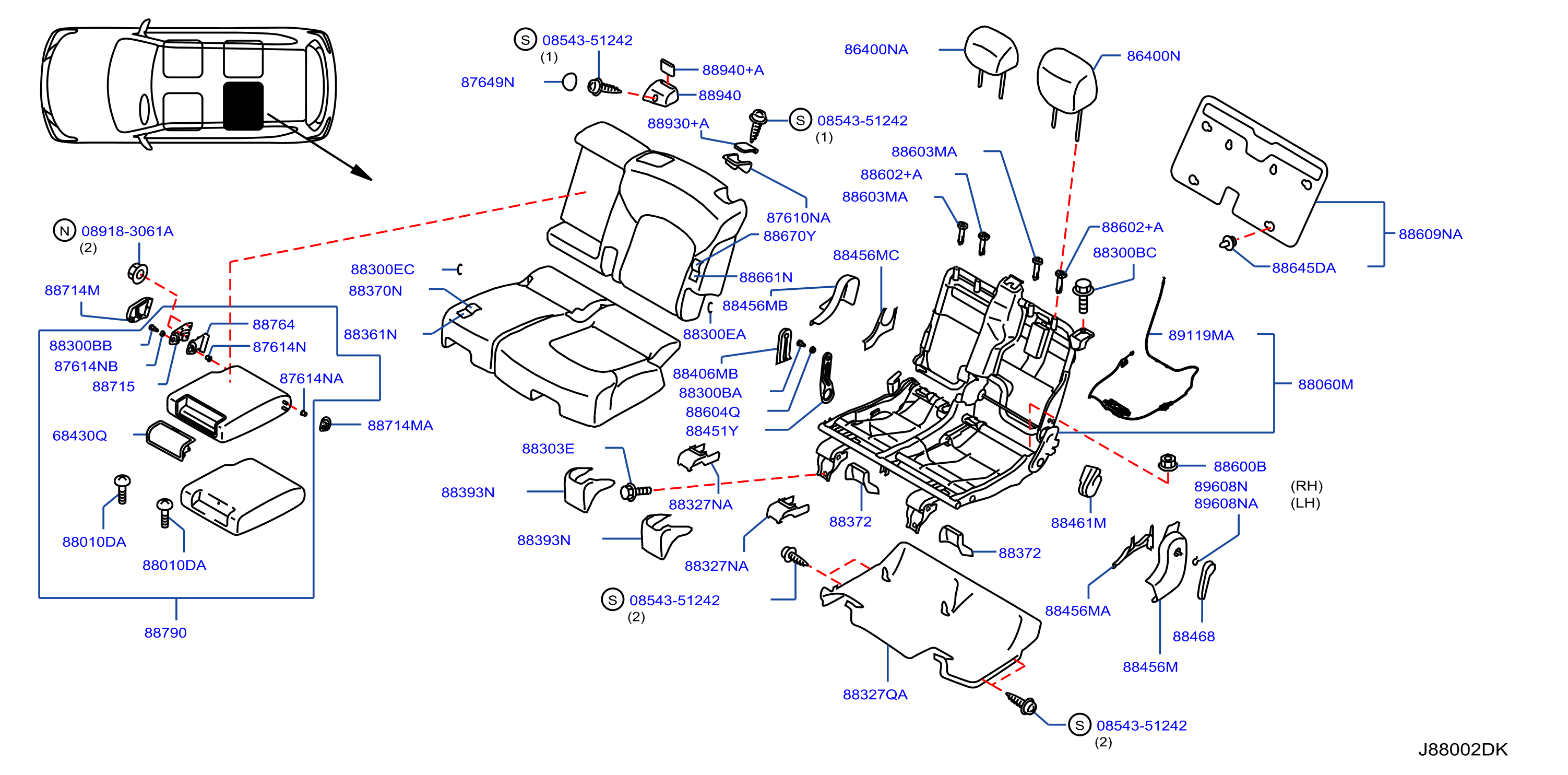 Rear Seat Bench Seat Left