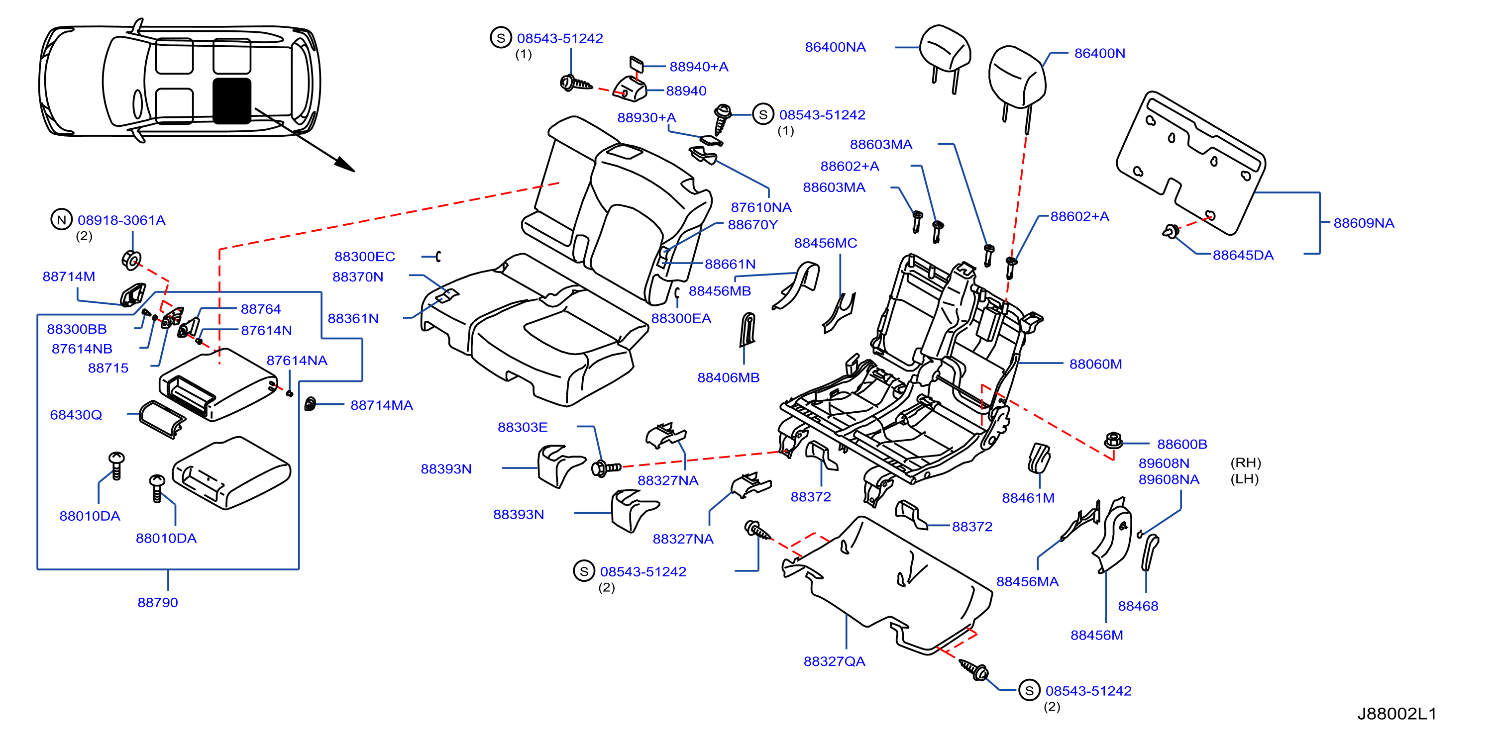 Rear Seat Bench Seat Left