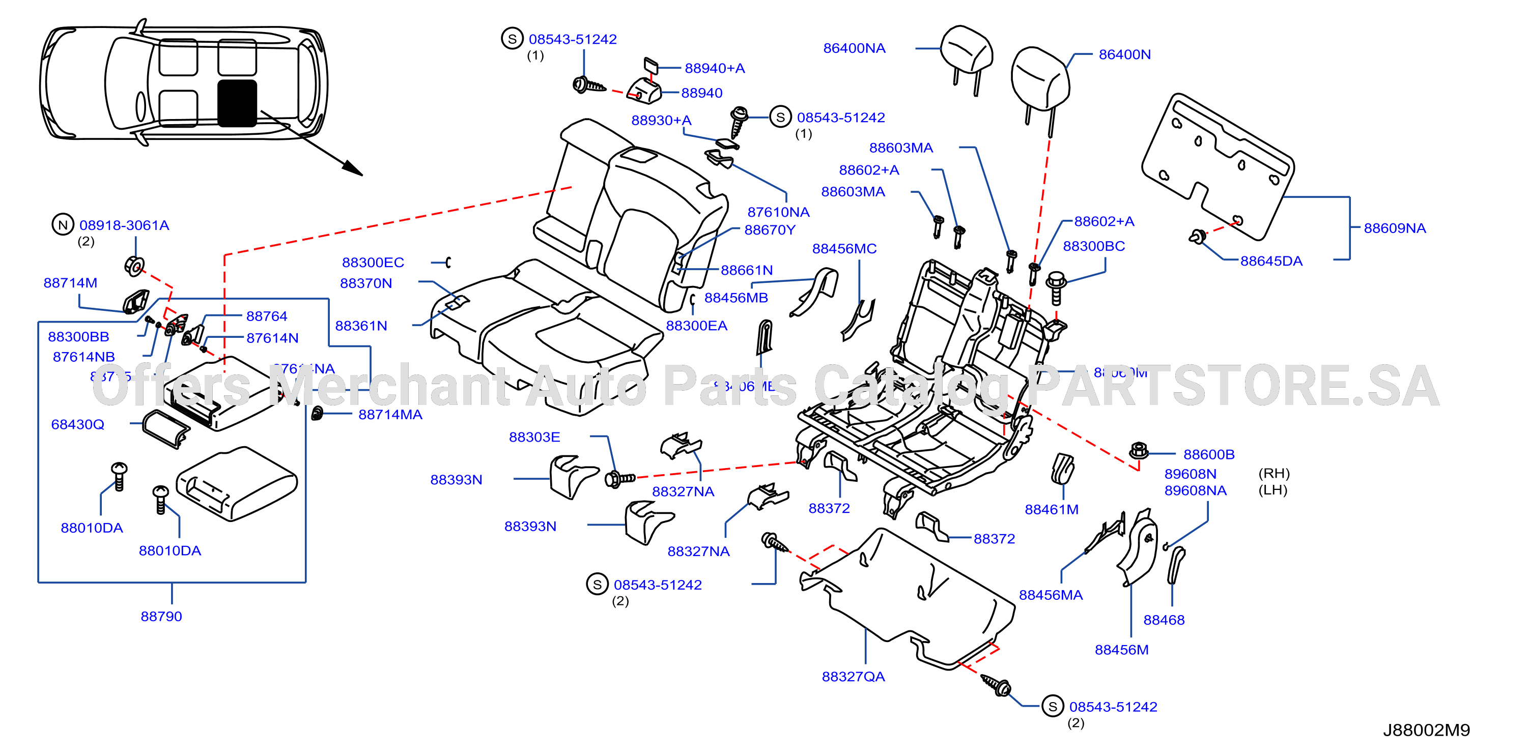 Rear Seat Bench Seat Left